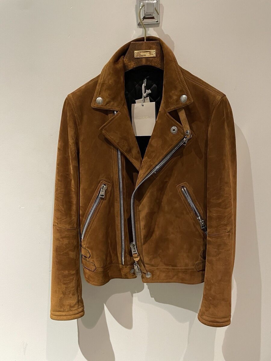 Tom Ford 📍8K VALUE📍Tobacco Suede Leather Biker Fight Jacket Size US S / EU 44-46 / 1 - 1 Thumbnail