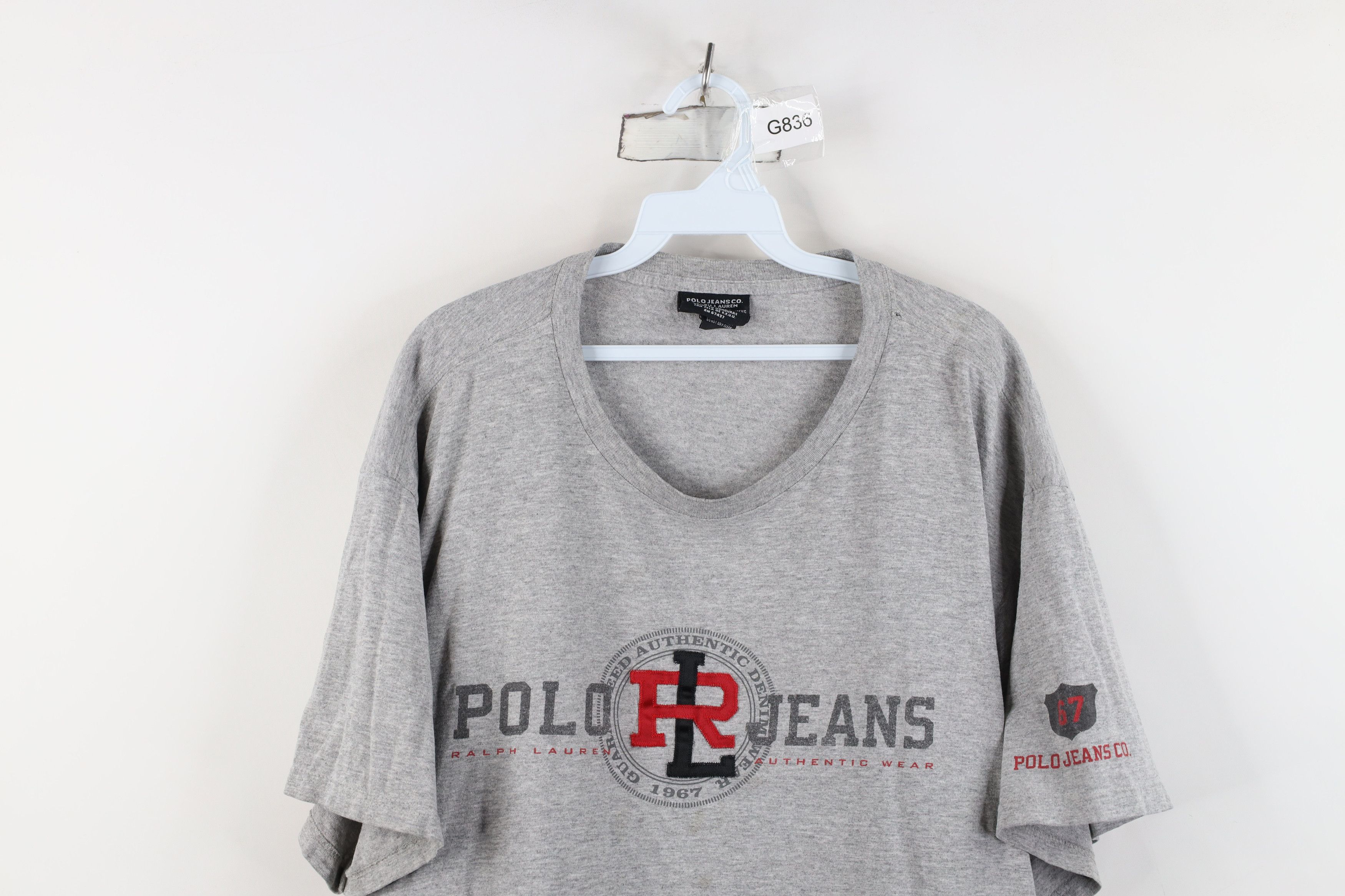 Ralph Lauren Vintage 90s Ralph Lauren Spell Out T-Shirt Heather Gray Size US XXL / EU 58 / 5 - 2 Thumbnail