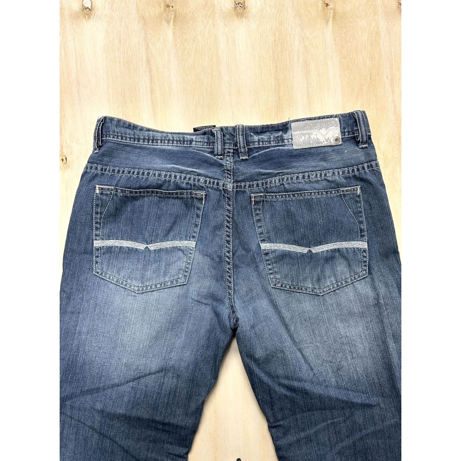 Denime Buffalo Jeans Mens Relaxed Straight Jeans Medium Wash Blue Denim 36x30 Size US 36 / EU 52 - 3 Thumbnail