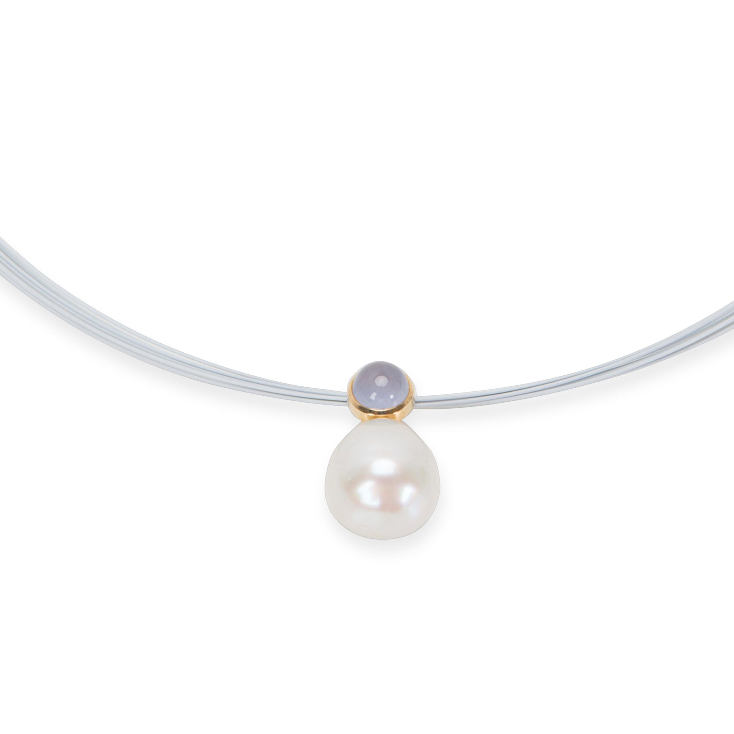 image of Tiffany Co 14K Yellow Gold Pearl & Chalcedony Choker, Women's