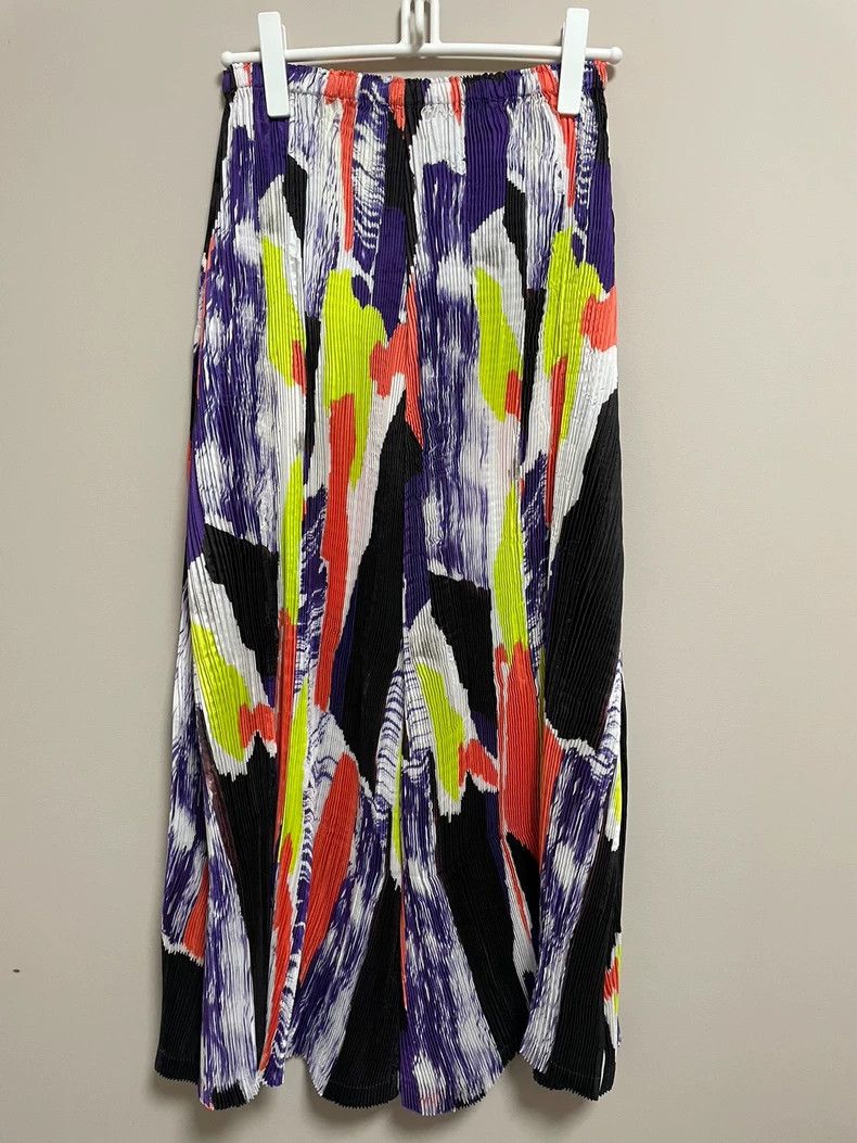 Issey Miyake Issey Miyake size:2 Blue and yellow ink-wash half skirt Size 22" - 1 Thumbnail