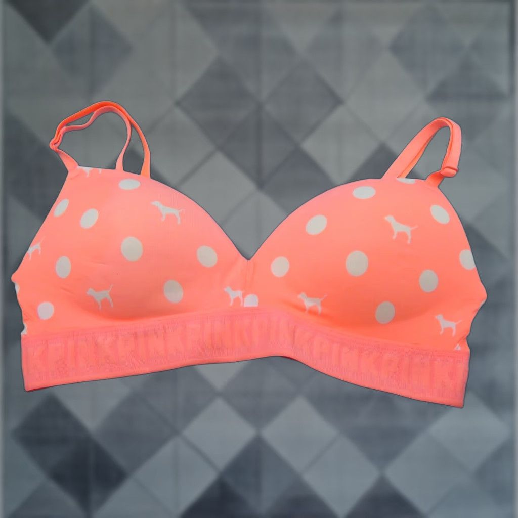 Victorias Secret Vintage Victoria's Secret Push Up Bra 34B Orange Wireless Lingerie Wear Everywhere Womens