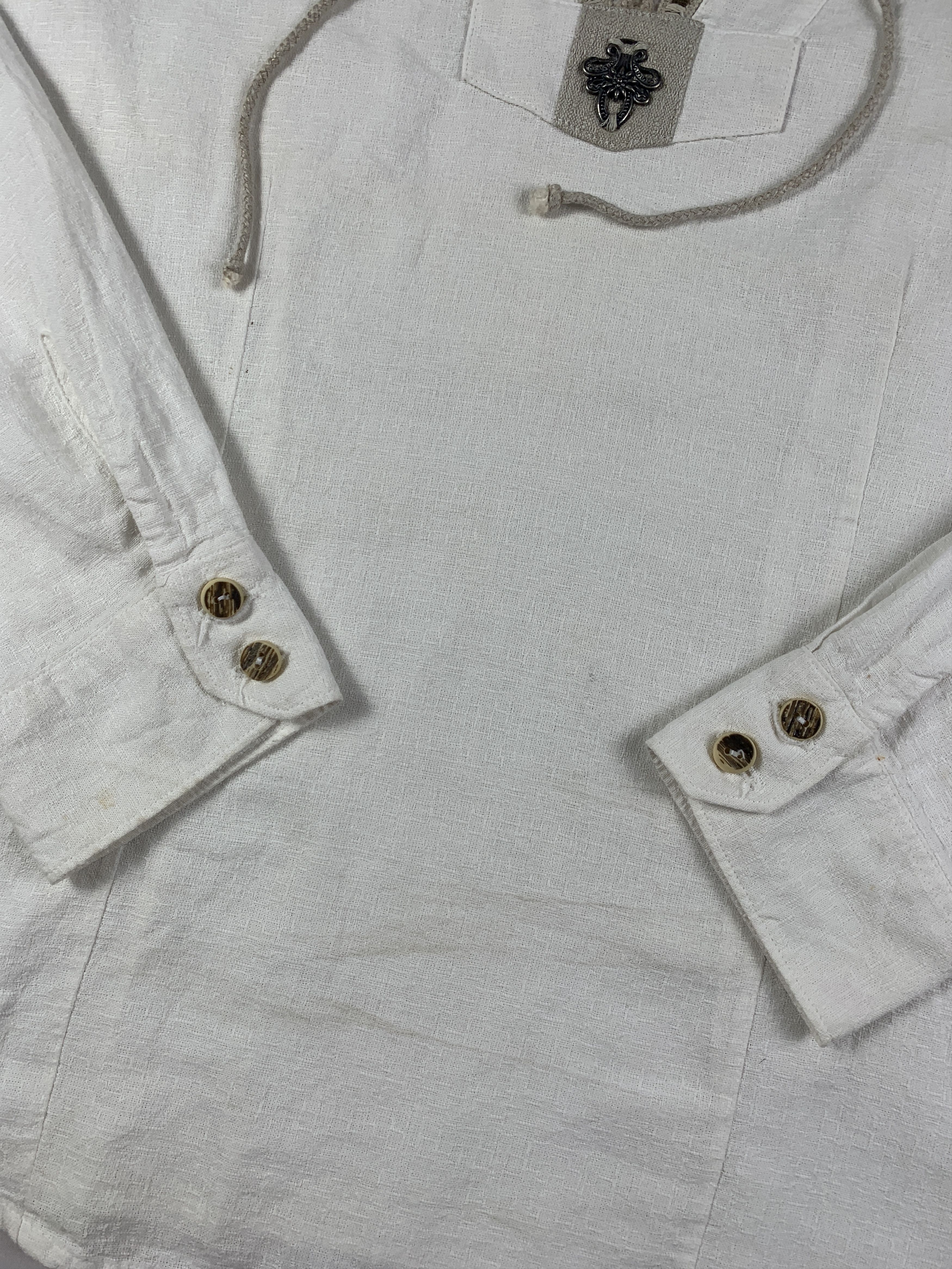 Japanese Brand Trachten White Bohemian Lace Shirt (M) Size US M / EU 48-50 / 2 - 5 Thumbnail