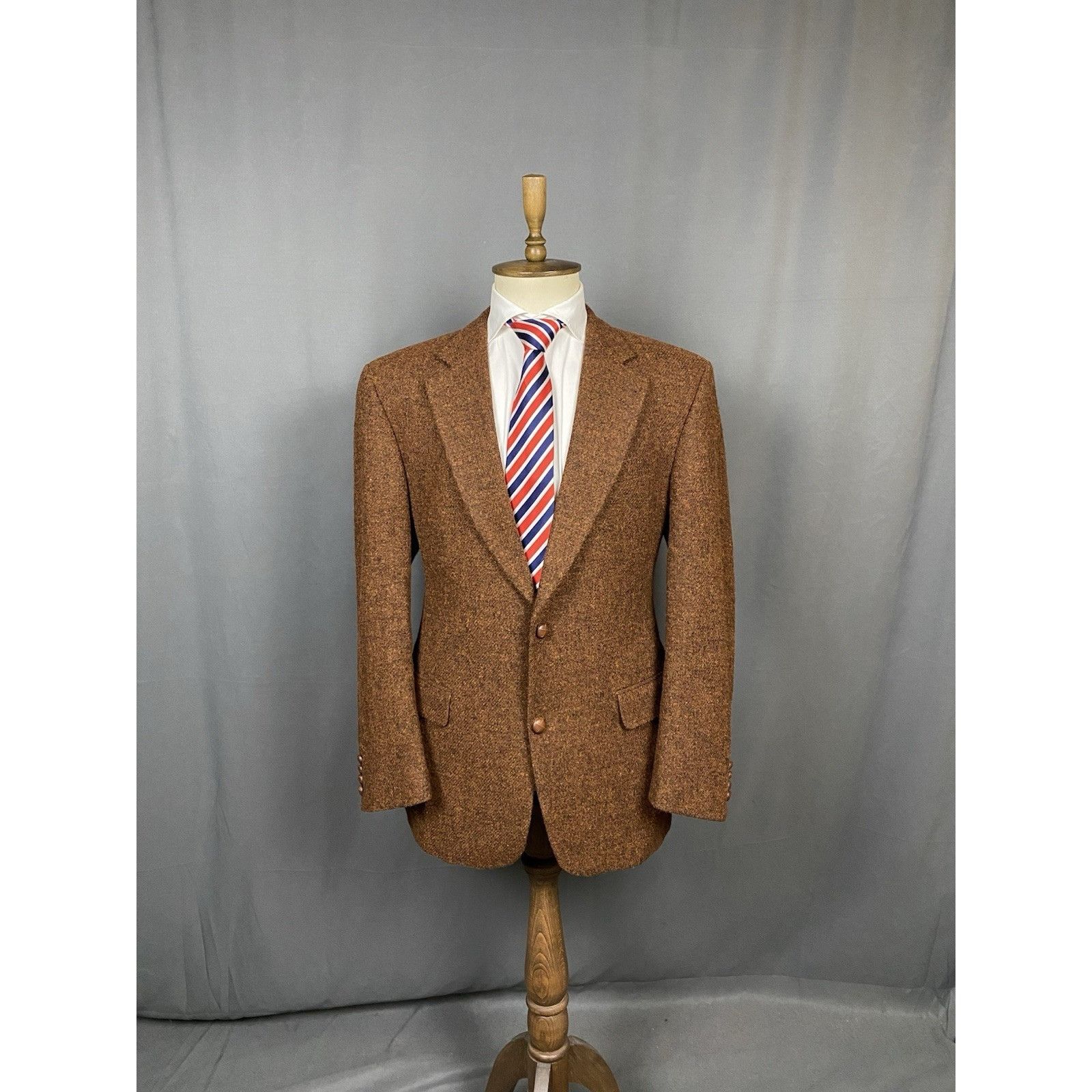 Harris Tweed Harris Tweed Carl Gross Vintage Men's Brown Orange Wool Blaz Size 42R - 3 Thumbnail