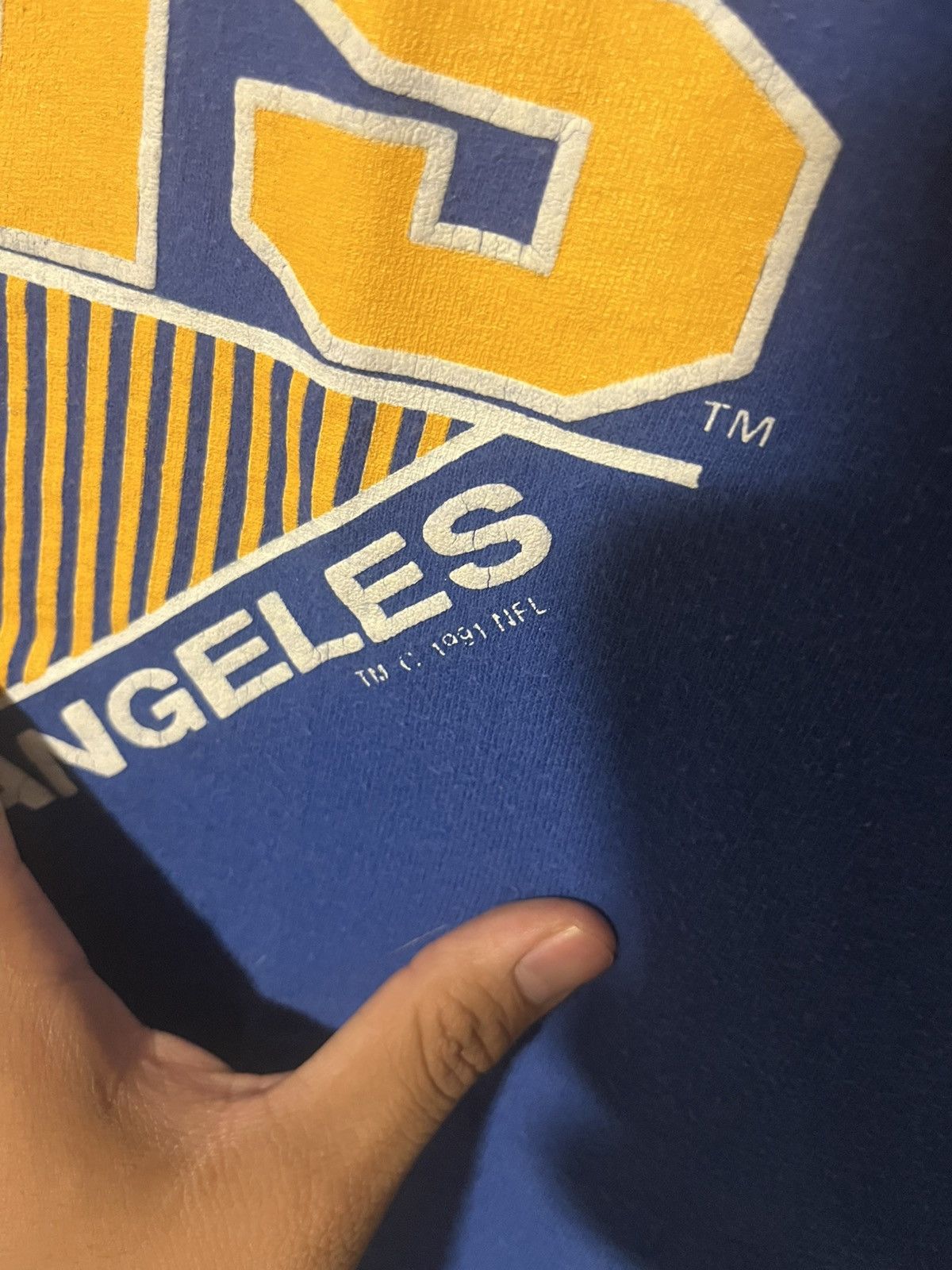 Logo 7 Vintage 90’s 1991 Los Angeles Rams NFL Football USA made Tee Size US L / EU 52-54 / 3 - 8 Thumbnail