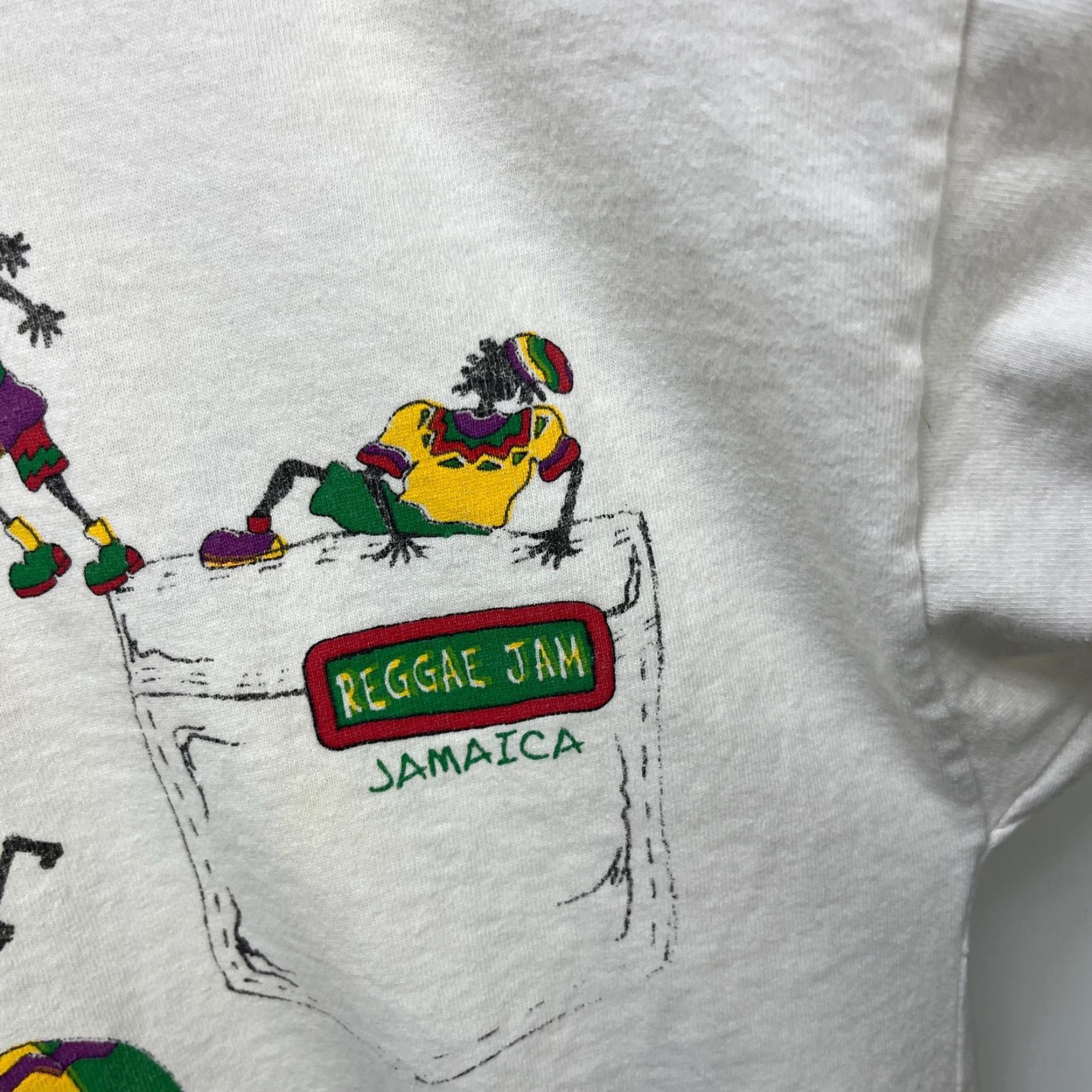Vintage VINTAGE Jamaica Reggae Jam Rasta Single Stitch T-Shirt L Mens White 90s Size US L / EU 52-54 / 3 - 4 Thumbnail