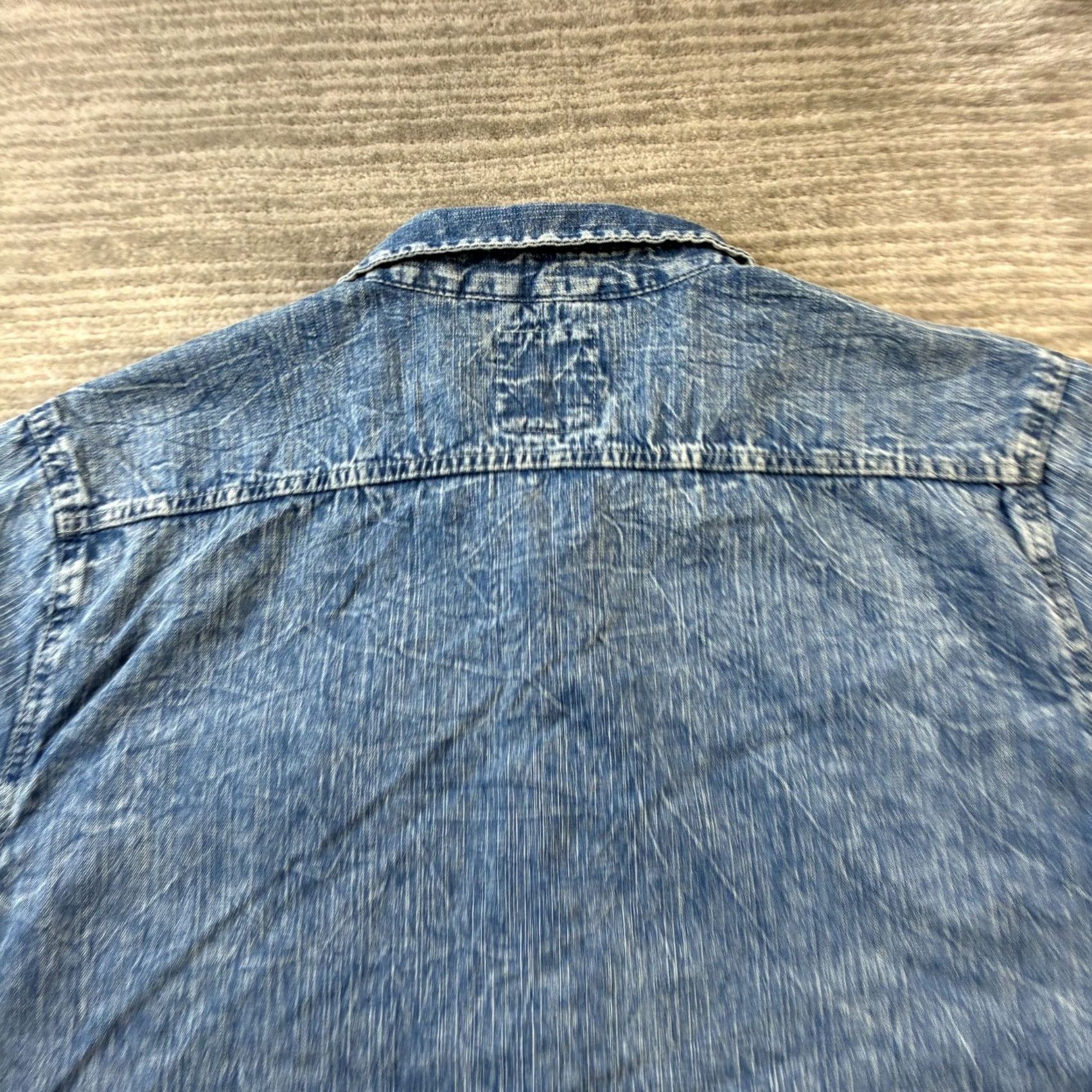 Levi's Levi's Shirt Mens Large Blue Denim Distressed Patchwork Jean Pocket Button Up Shirt Size US L / EU 52-54 / 3 - 6 Thumbnail
