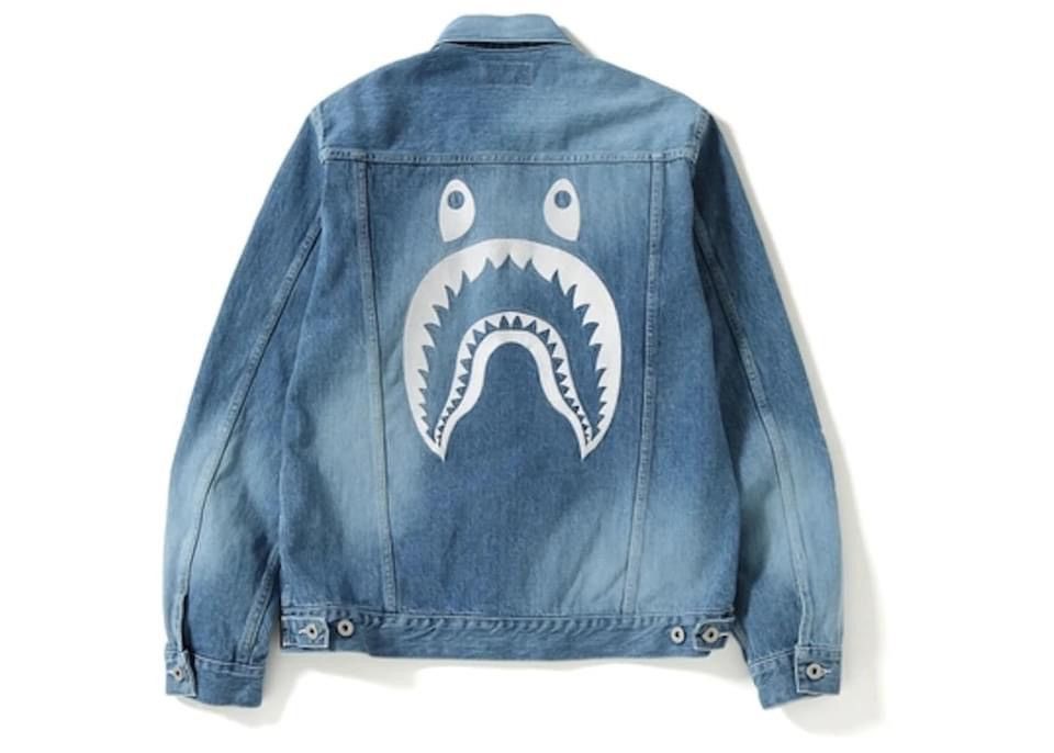 image of A Bathing Ape Bape Shark Denim Jacket in Indigo, Men's (Size XL)