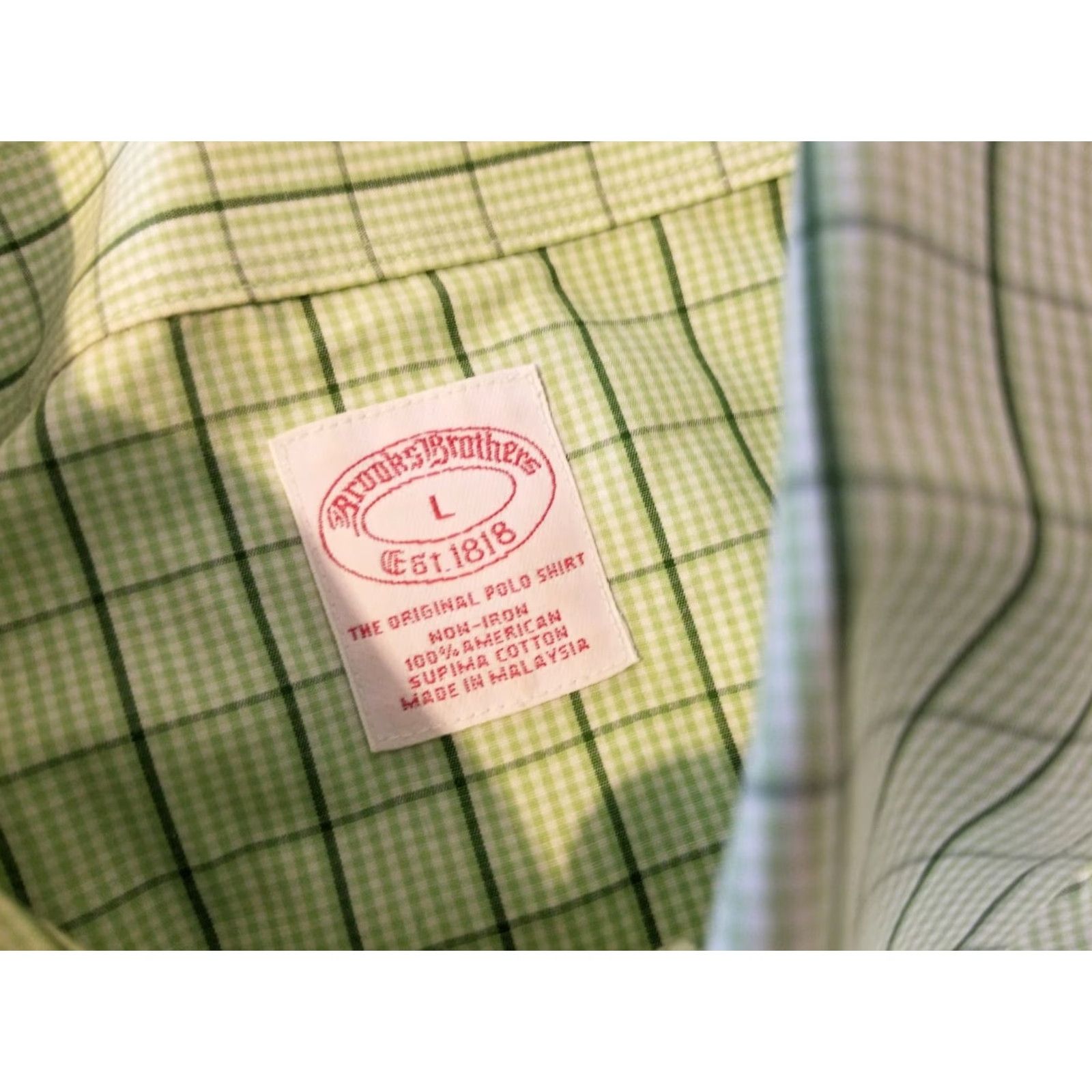 Brooks Brothers Brooks Brothers Dress Shirt L Regular Green Cotton Mens Button Size 42R - 4 Thumbnail