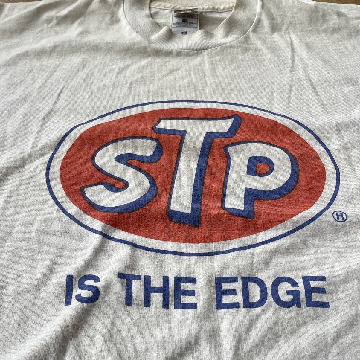 Vintage 80s STP “Is The Edge” NASCAR Racing Trashed T-shirt Tee Size US XL / EU 56 / 4 - 7 Thumbnail