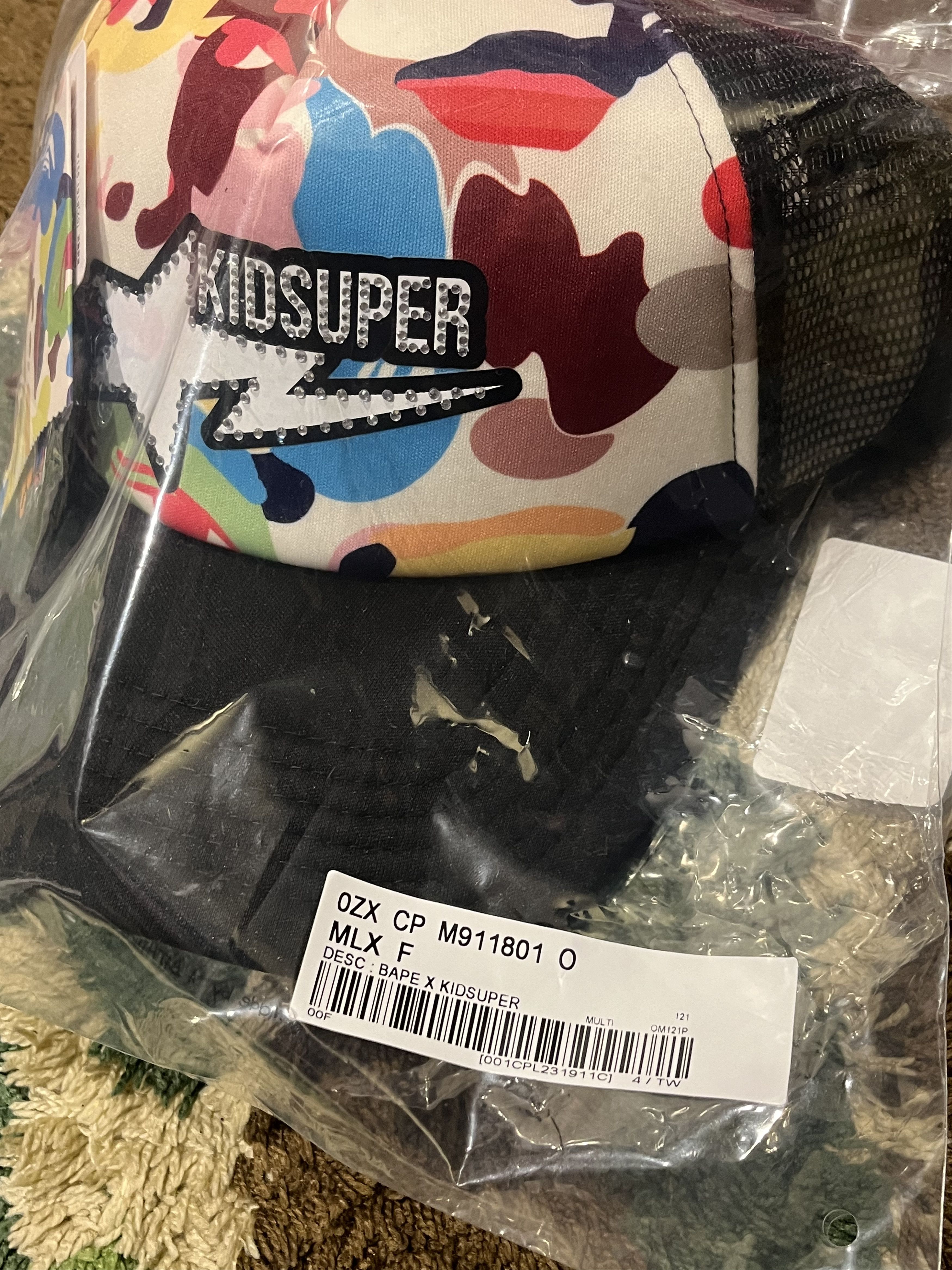 Bape × KidSuper BAPE KIDSUPER BAPE STA LOGO RHINESTONE TRUCKER MESH CAP Size ONE SIZE - 6 Thumbnail