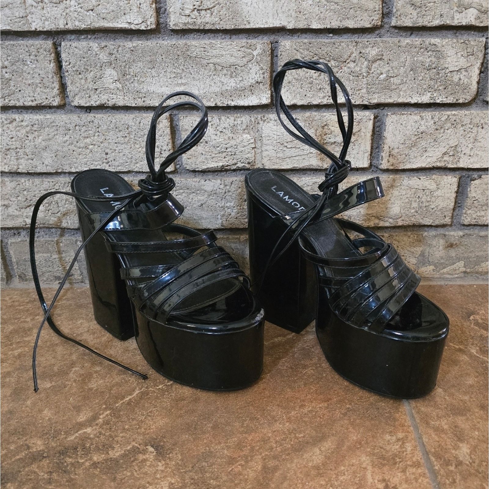 Other Black | LAMODA | Laced Up Platform Heels Size US 6.5 / IT 36.5 - 2 Thumbnail