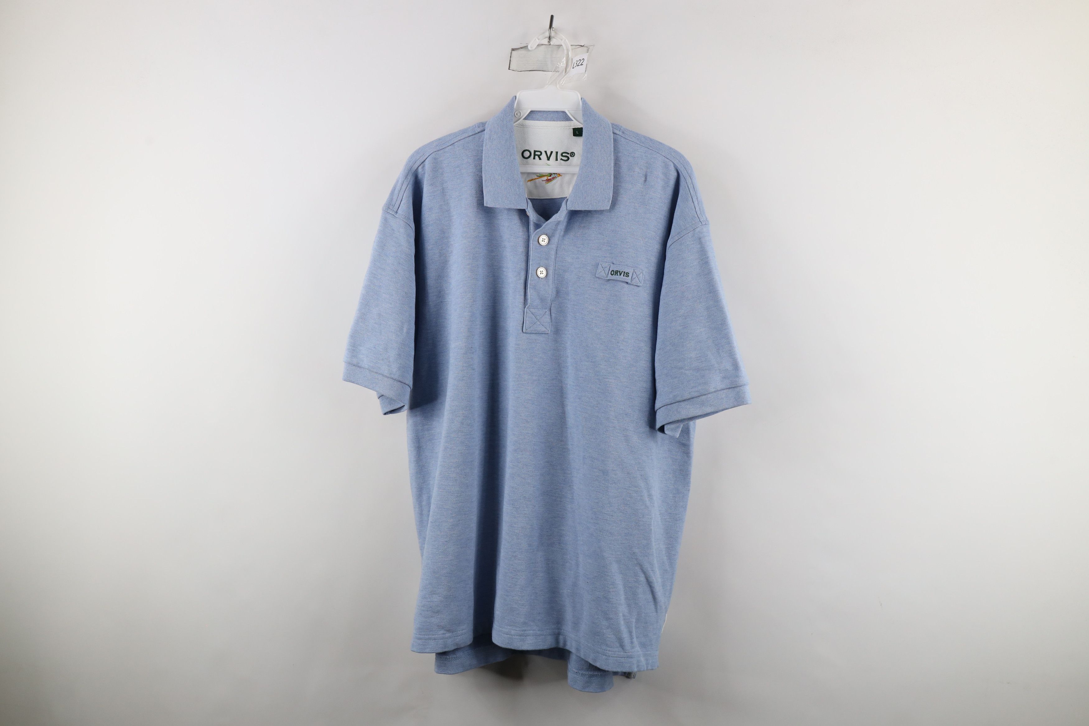 Orvis × Vintage Vintage Orvis Heavyweight Collared Polo Shirt Blue Cotton Size US L / EU 52-54 / 3 - 1 Thumbnail