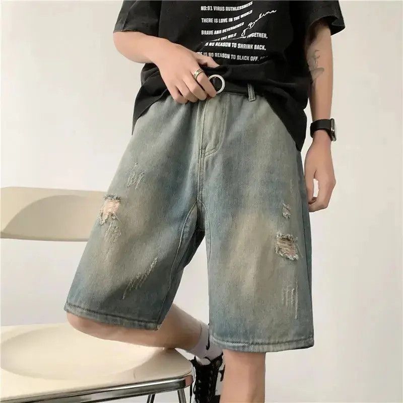 Japanese Brand Retro straight distressed shorts y2k Size US 32 / EU 48 - 2 Thumbnail
