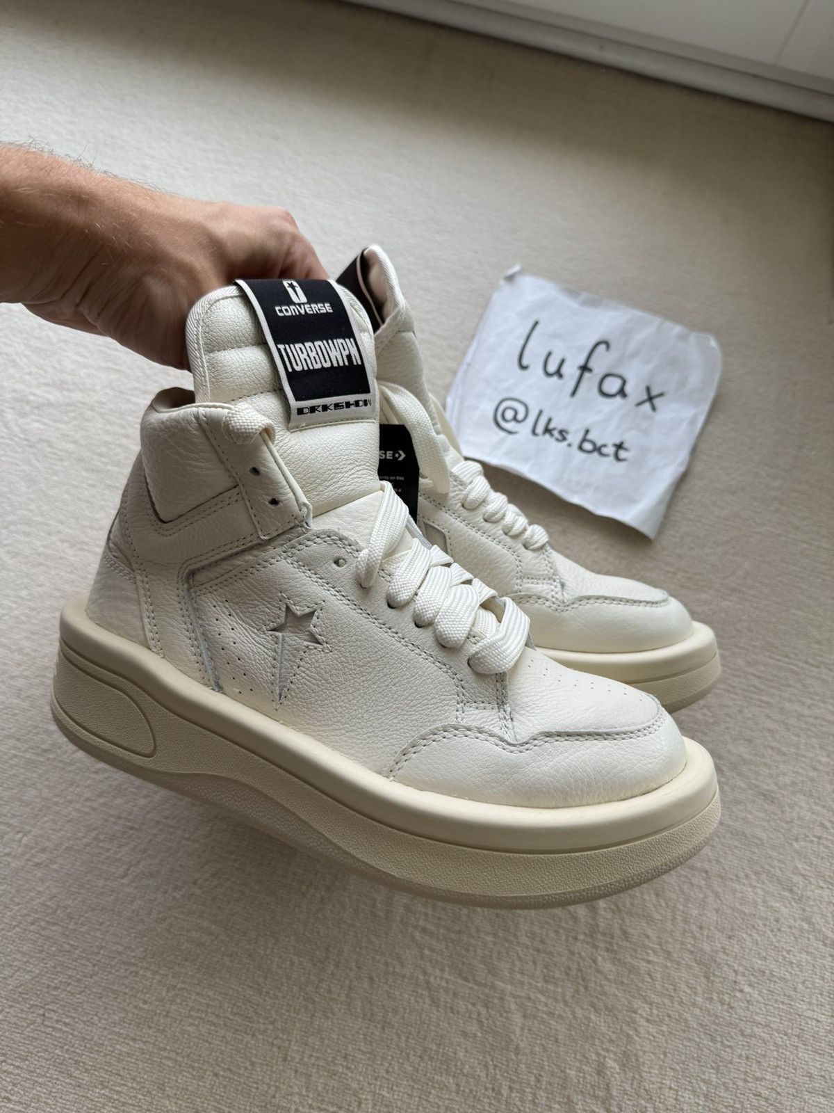 Converse × Rick Owens Drkshdw NEW | TURBOWPN DRKSHDW X CONVERSE WOMENS WHITE/MILK Size US 7 / IT 37 - 3 Thumbnail