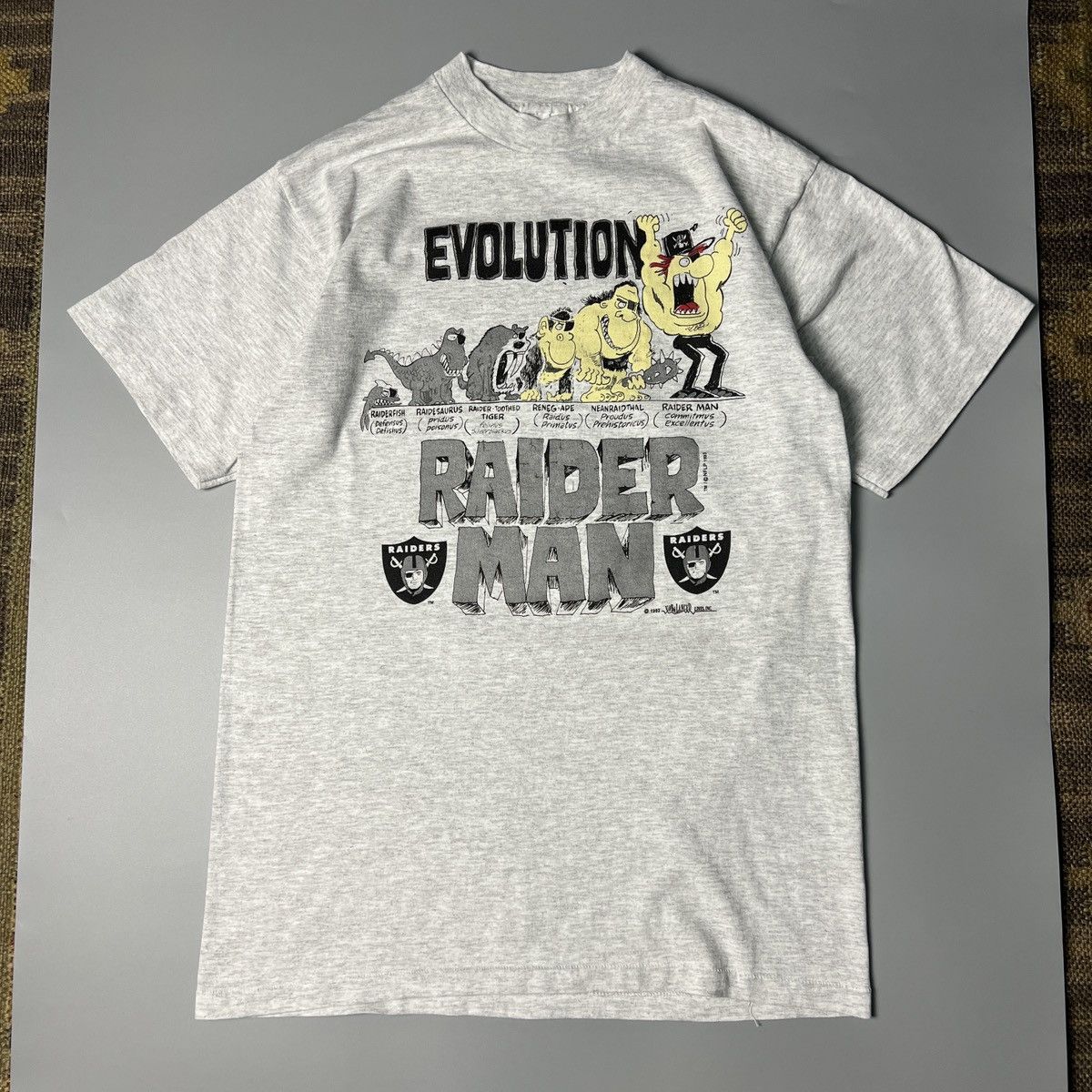1993 Los Angeles Raiders “Raider Man” Evolution Nfl Tees
