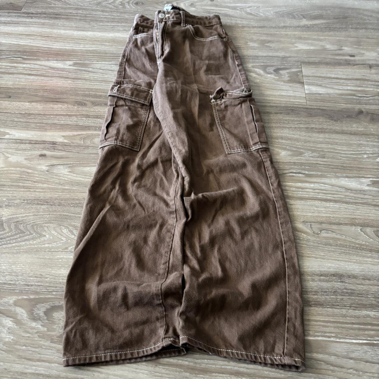 Japanese Brand Crazy Vintage Y2K/2000s Brown Streetwear Skater Style Cargo Pants! 29x29 Size US 29 - 3 Thumbnail