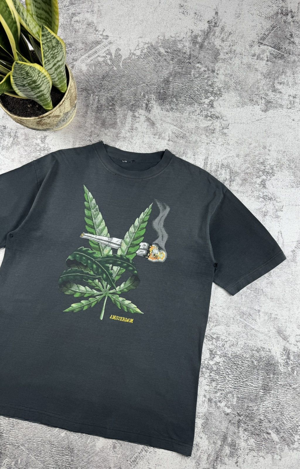 Rap Tees Marijuana Smoke Weed Amsterdam Hip Hop Faded Y2K T Shirt Tee Size US L / EU 52-54 / 3 - 3 Thumbnail