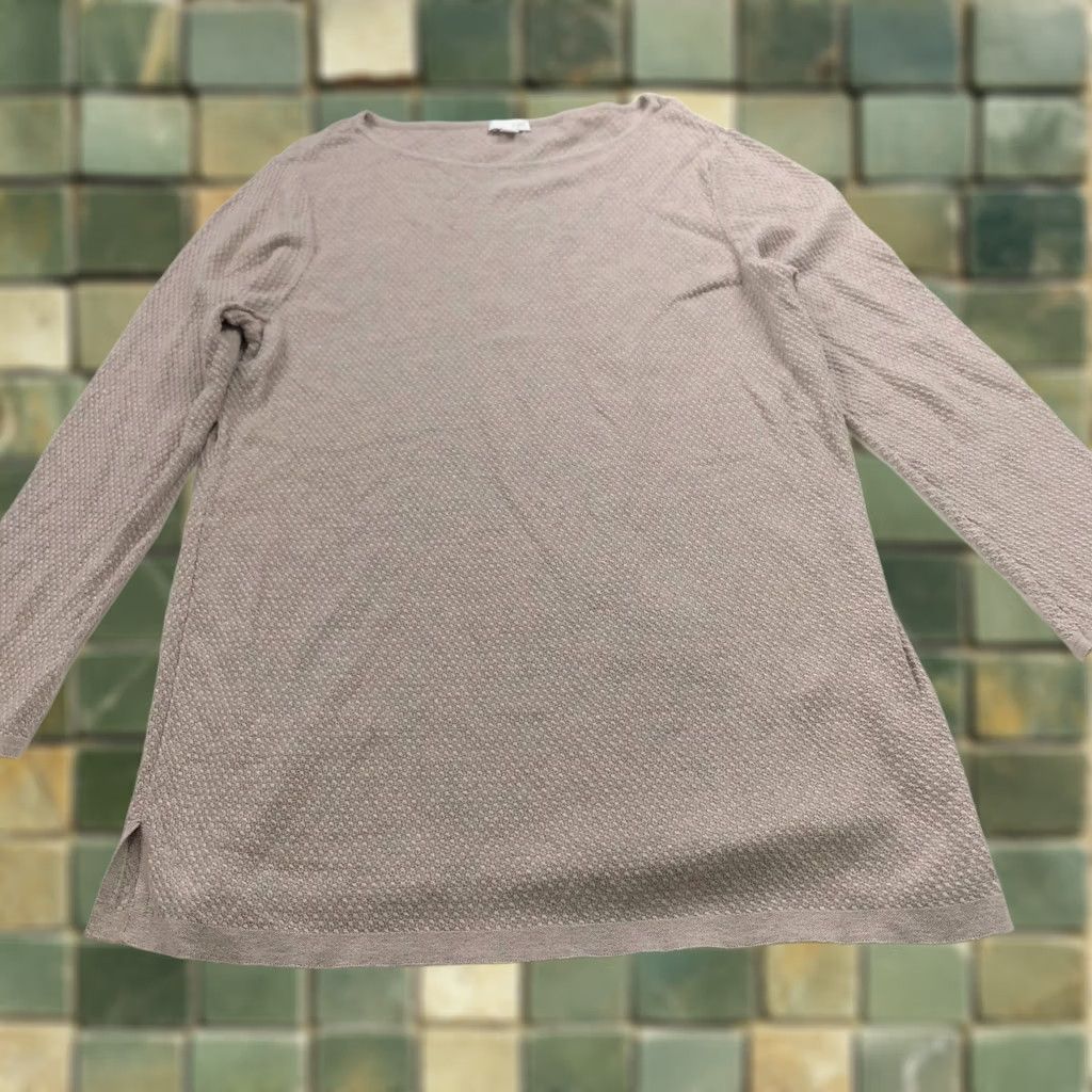 J. Jill J. Jill L Women's Knit Boat Neck Pullover Lightweight Sweater Tan Oatmeal Shirt/Top Size L / US 10 / IT 46 - 1 Thumbnail