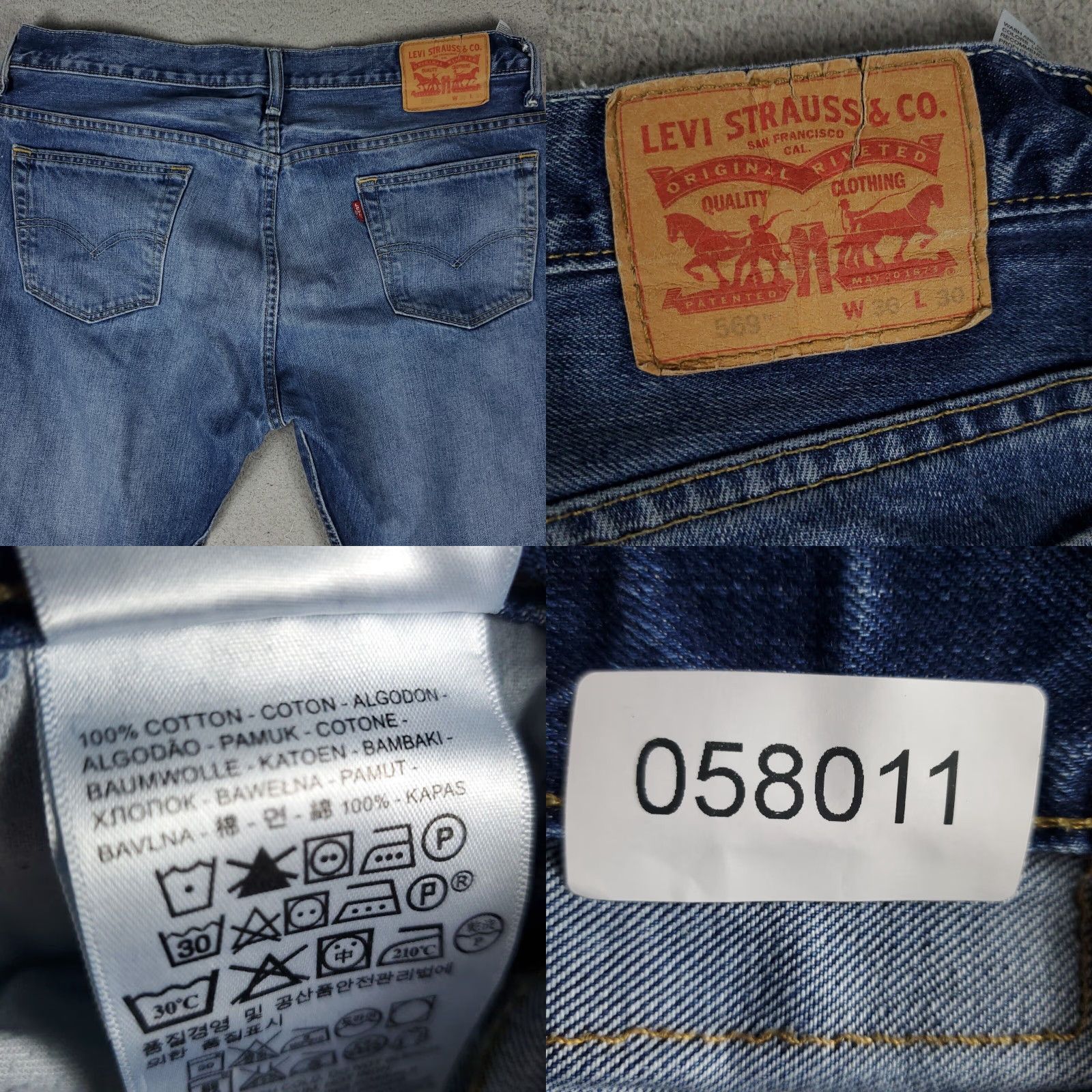 Levi's Levis 569 Jeans Mens Blue Straight Leg 36x30 Regular Fit Denim Pants Size US 36 / EU 52 - 8 Thumbnail