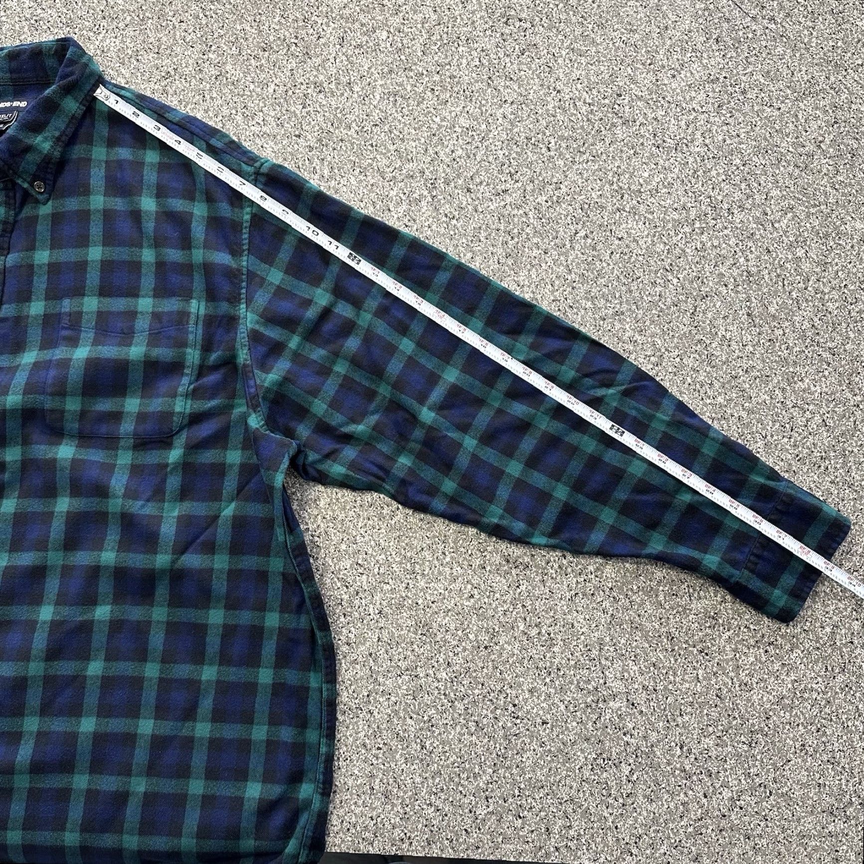 Lands' End Lands' End Flannel Shirt 2XLT Long Sleeve Button-Up Navy Plaid Mens Big & Tall Farmers Workwear Casual Travel Shirt Size US XXL / EU 58 / 5 - 6 Thumbnail