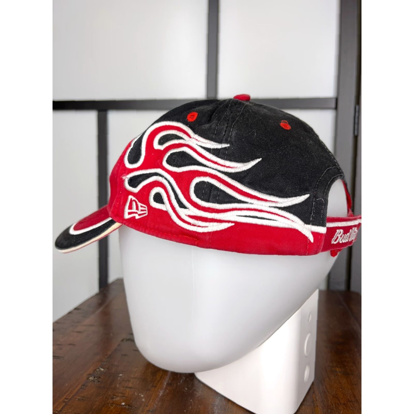 Budweiser VINTAGE Budweiser Hat Cap One Size Red Baseball Cap Adults Adjustable Beer NASCAR Flames Accessories Mens Size ONE SIZE - 5 Thumbnail