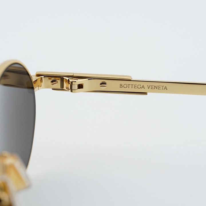 Bottega Veneta Bottega Veneta BV1470S 001 Sunglasses Gold Oval Frame, Grey Size ONE SIZE - 8 Thumbnail