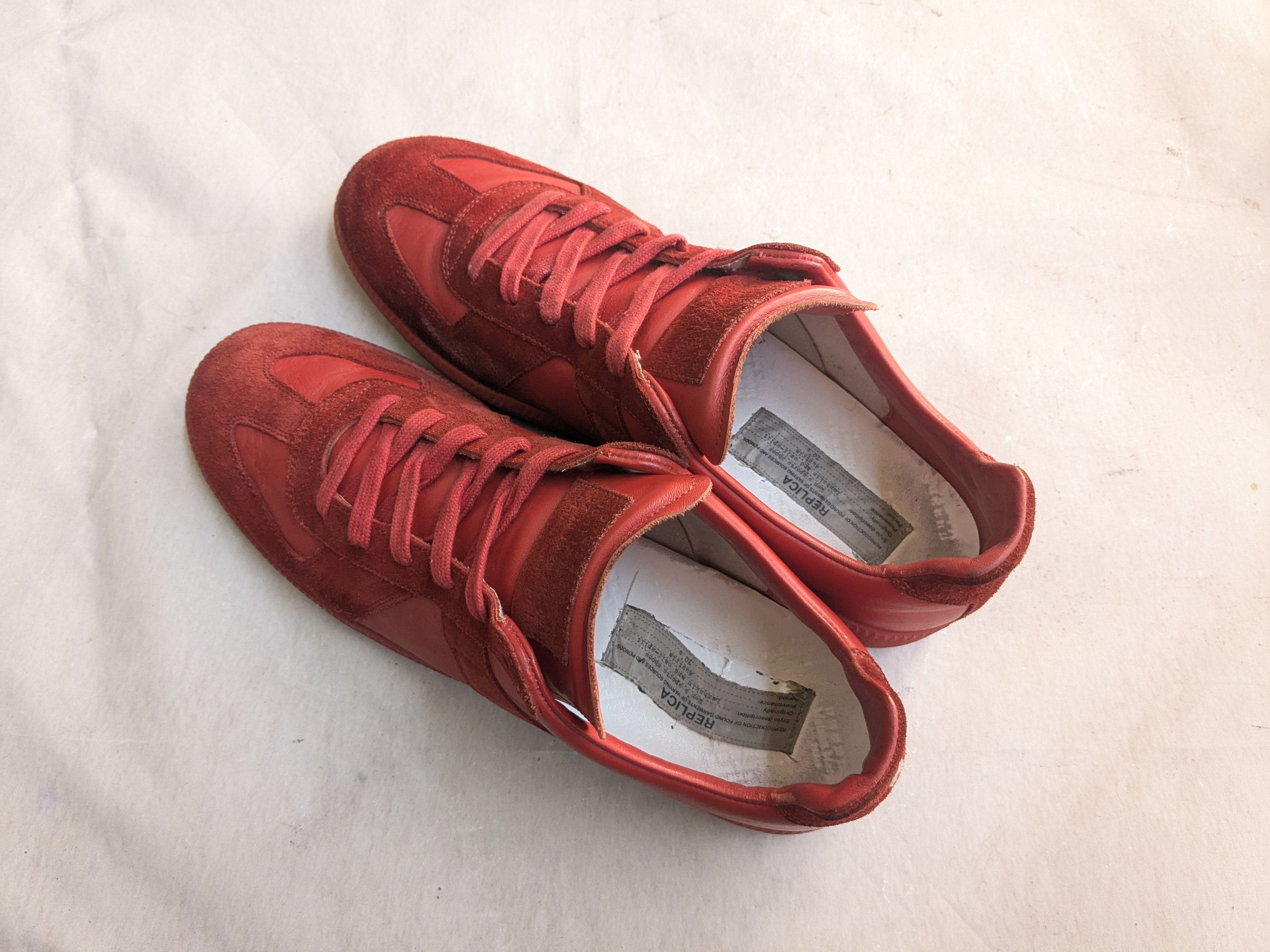 Maison Margiela Maison Margiela GAT Replica Red 12 45 Low Suede Size US 12 / EU 45 - 14 Thumbnail