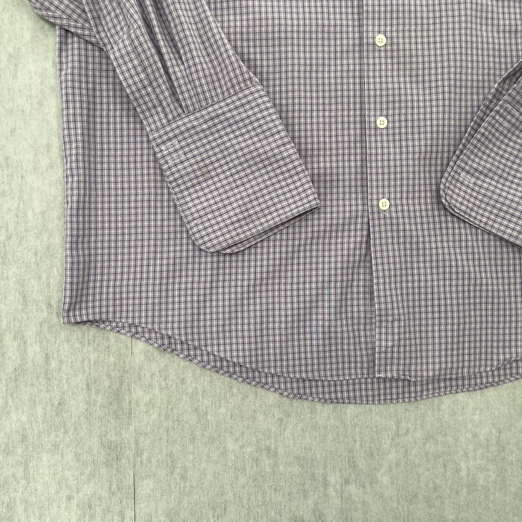 Yves Saint Laurent YSL Saint Laurent Shirt Adult XL Purple Button-Up Long Sleeve Mens French Cuff Casual Formal Business Check Blue Size US XL / EU 56 / 4 - 4 Thumbnail