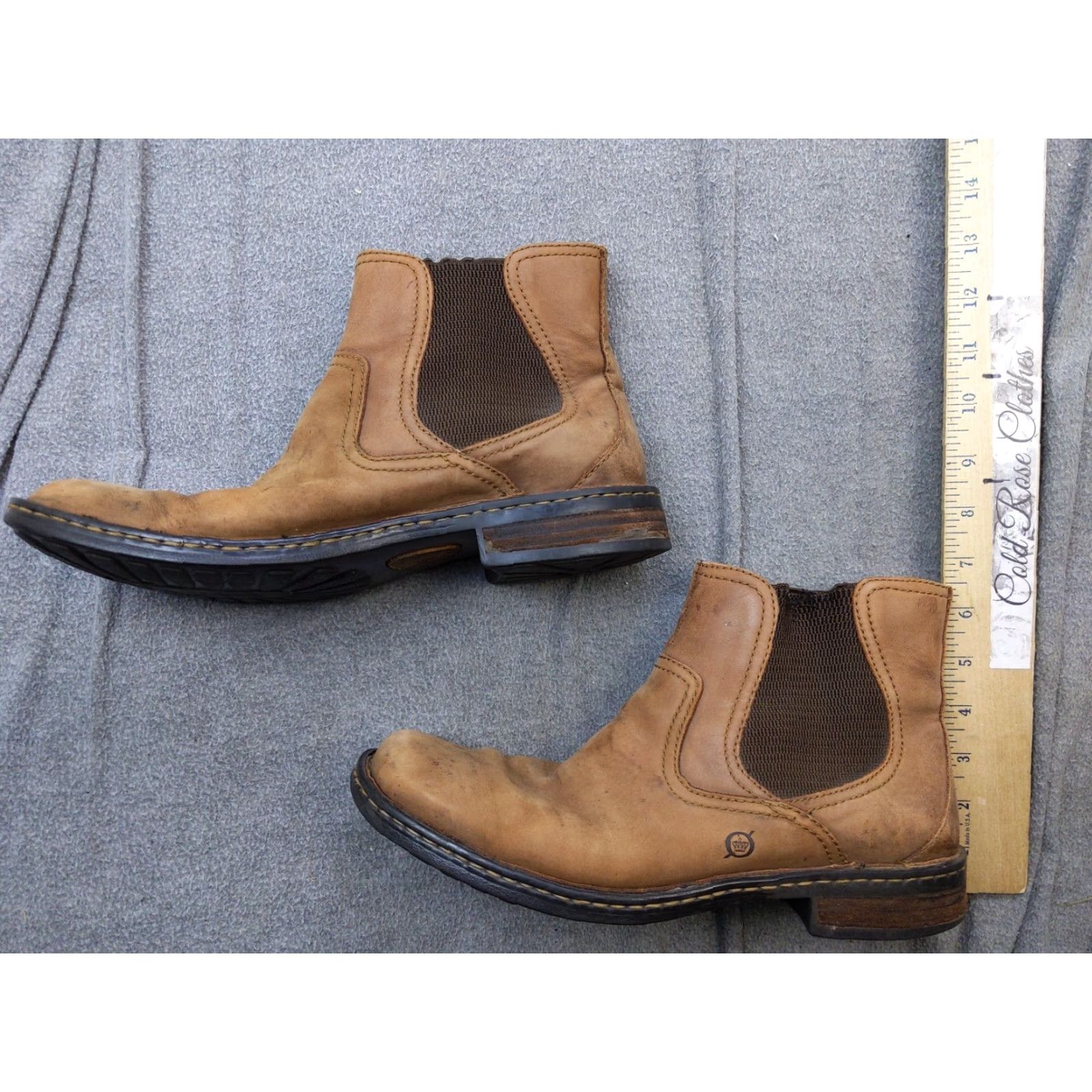 Born Born Goff Mens Chelsea Boots 10 Leather Ankle Casual Brown Square Toe Pull On нет Size US 10 / EU 43 - 2 Thumbnail