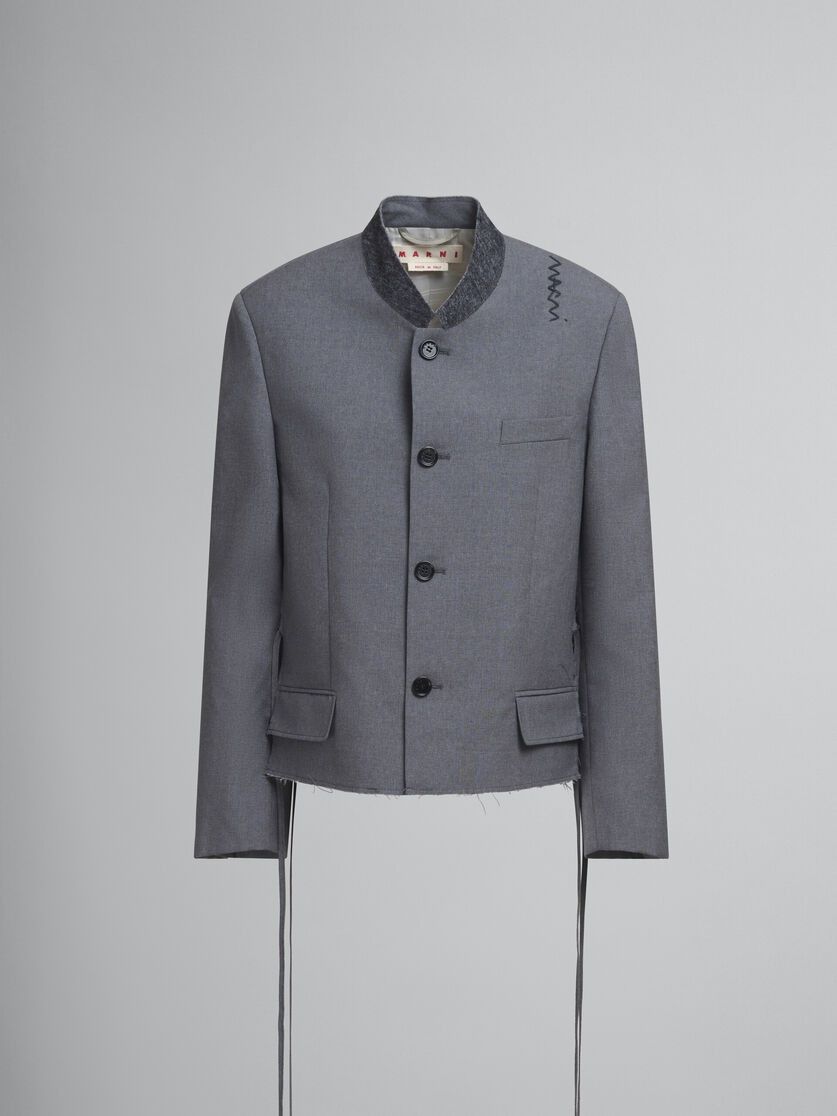 Marni o1f1d3z0326 Mandarin Collar Jacket in Grey Size L / US 10 / IT 46 - 1 Thumbnail
