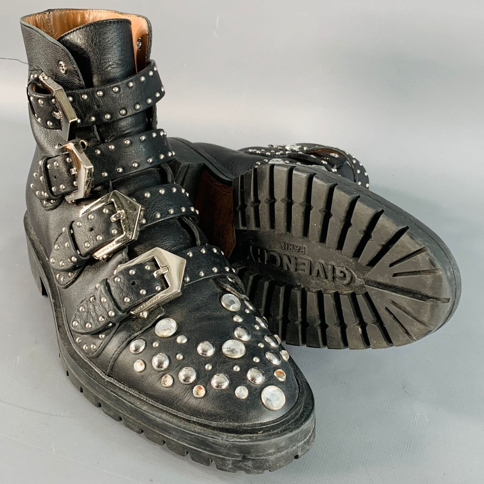 Givenchy GIVENCHY Size 8 Black Studded Leather Belted Ankle Boots Size US 8 / IT 38 - 5 Thumbnail