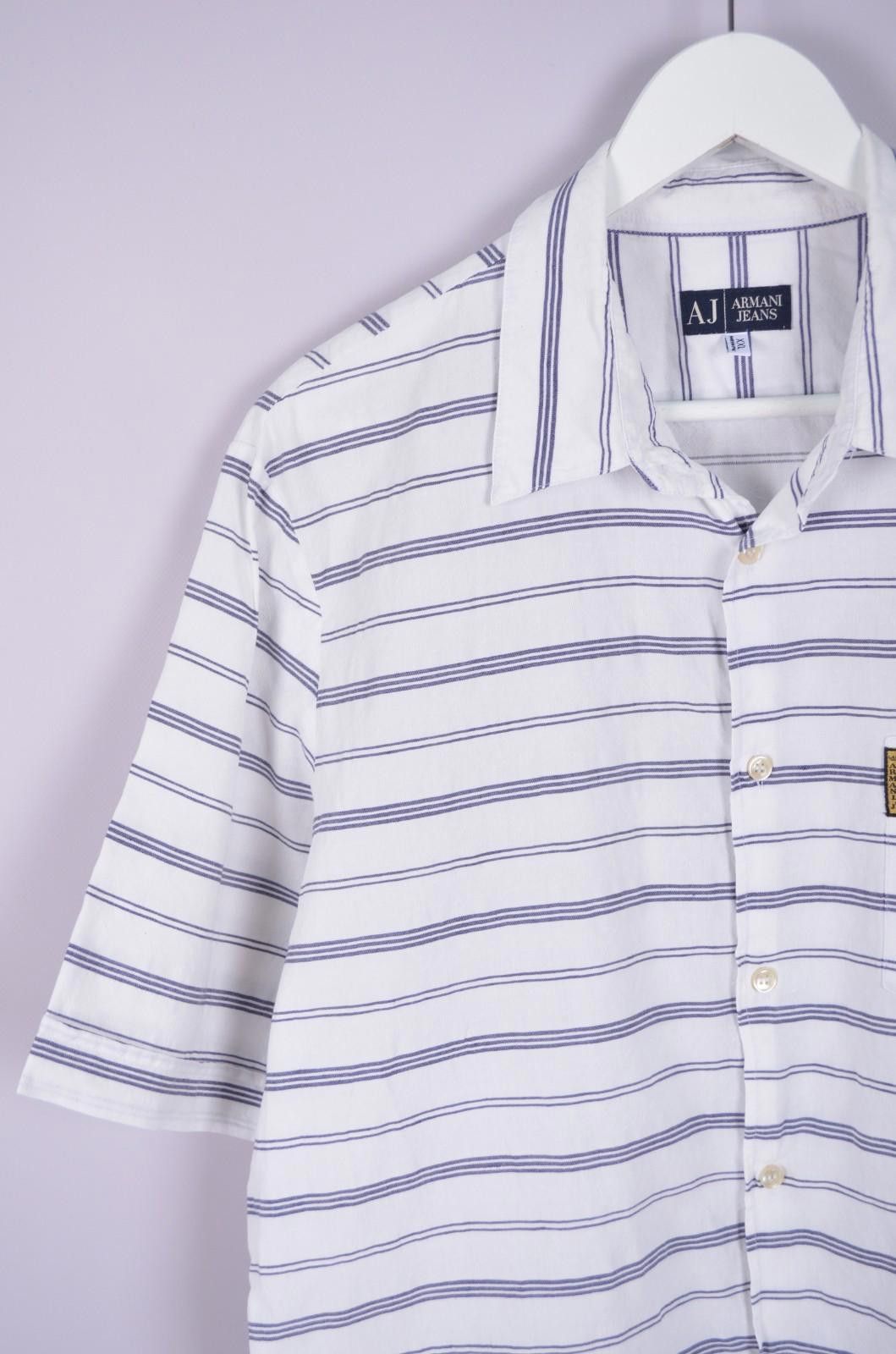 Designer Armani Jeans Mens Striped White Shirt Linen Cotton Size XXL Size US XXL / EU 58 / 5 - 4 Thumbnail