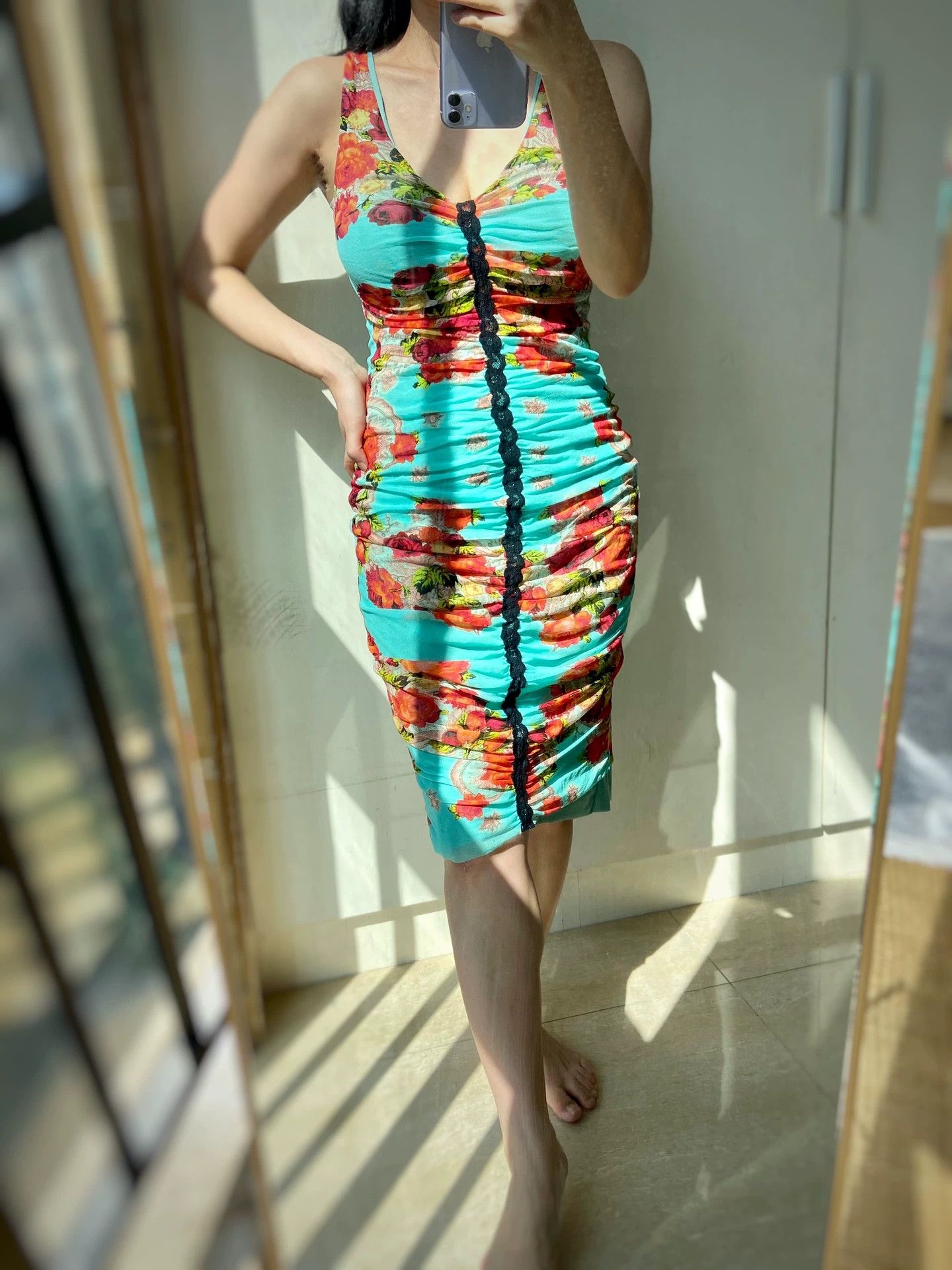 Jean Paul Gaultier JPG Women's Tiffany Blue Rose Print Tulle Dress M Size M / US 6-8 / IT 42-44 - 1 Thumbnail