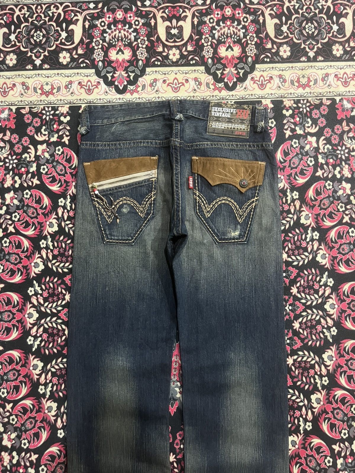 Kapital Kountry Edwin Exclusive Vintage Dark Blue Faded Sashiko Loose Jeans Size US 34 / EU 50 - 6 Thumbnail
