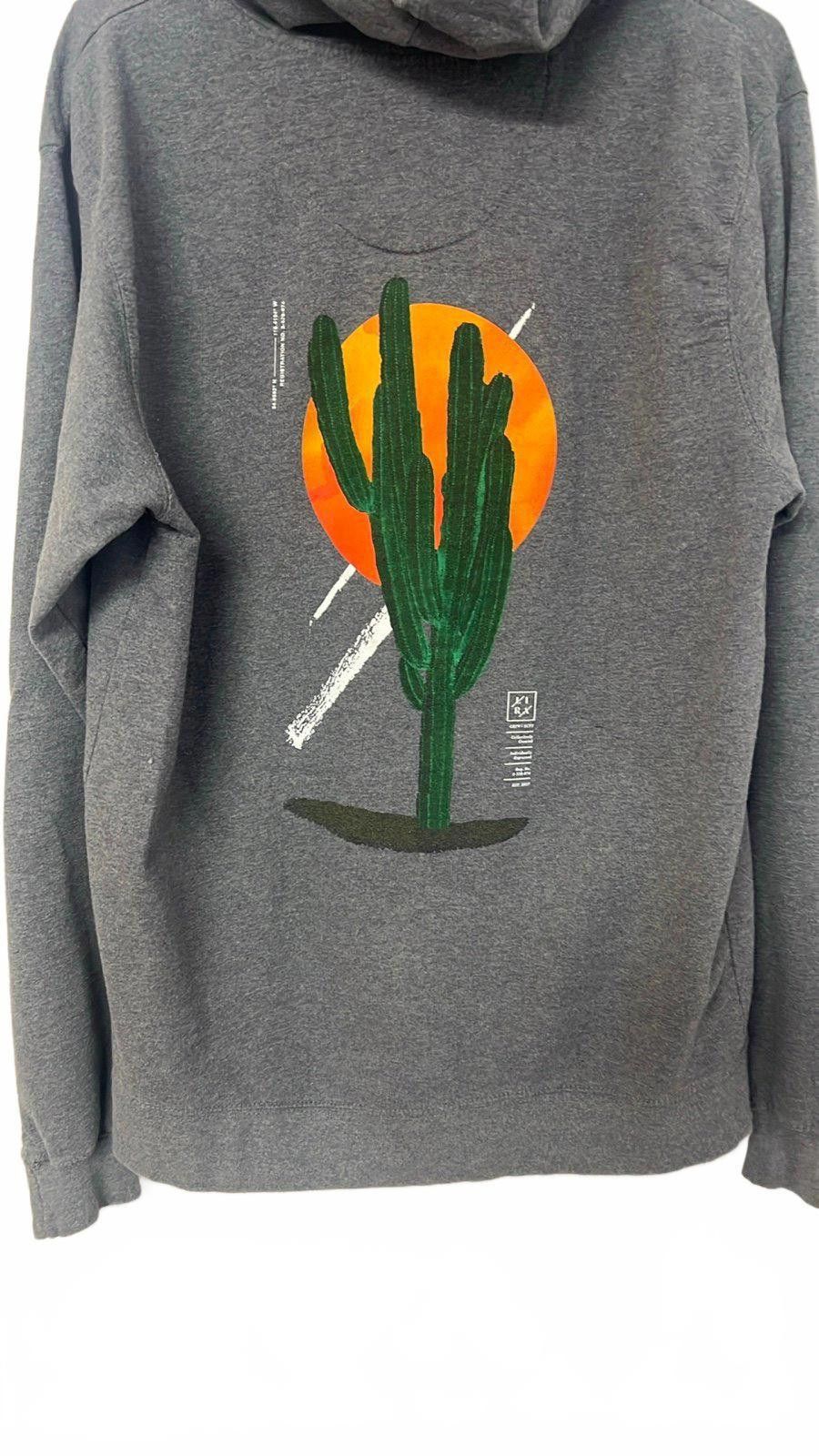 Unknown London Mens Gray Zip-Up Hoodie with Cactus and Sunset Design Size XL / US 12-14 / IT 48-50 - 2 Thumbnail