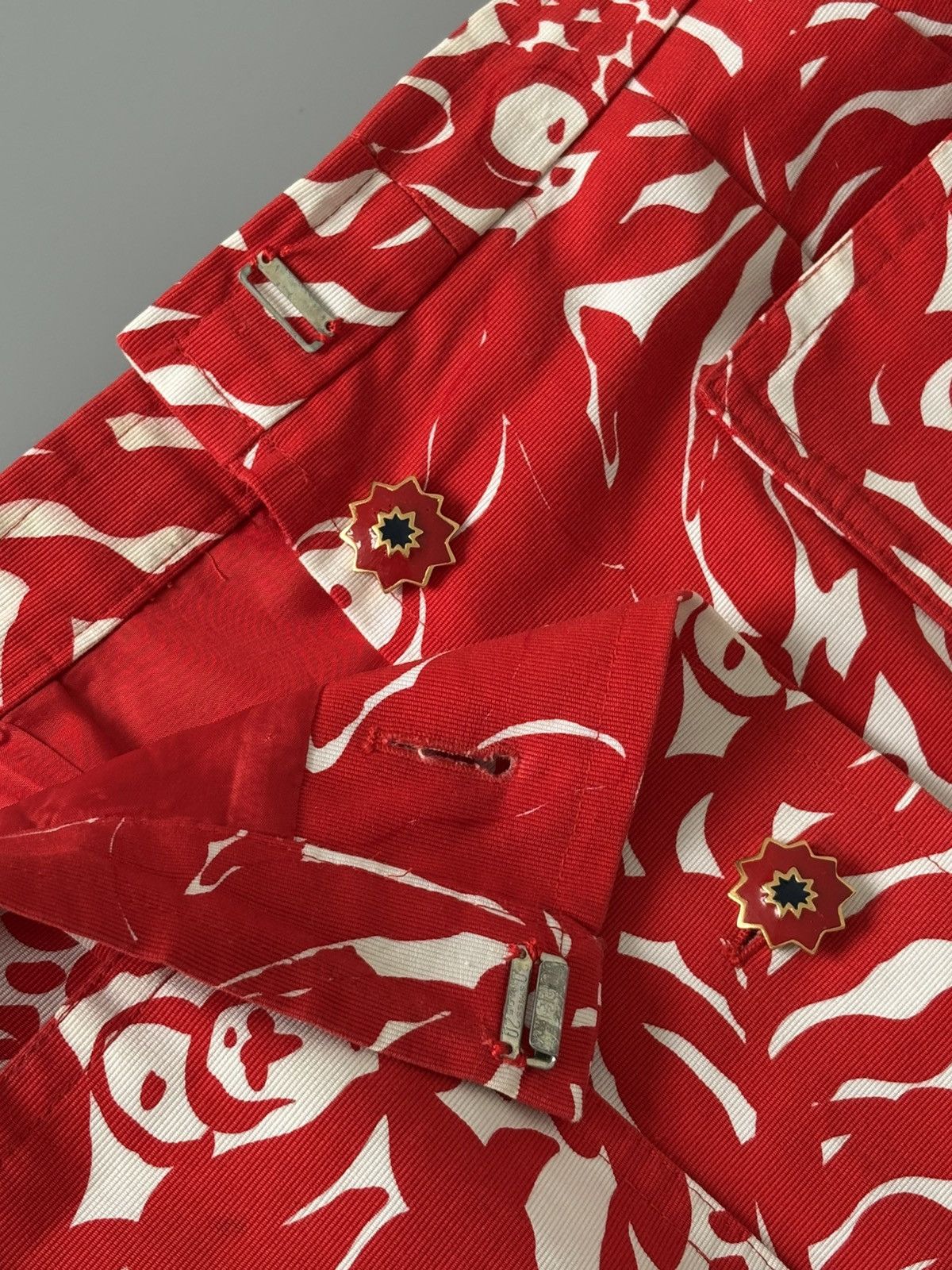Yves Saint Laurent YSL Rive Gauche S/S 1994 Archive Printed Pencil Skirt Red M Size 27" / US 4 / IT 40 - 15 Thumbnail