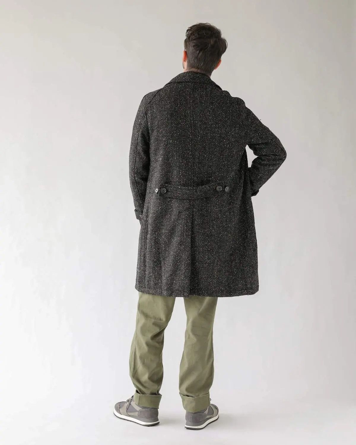 Corridor Italian Wool/Silk Tweed Herringbone Raglan Coat Size US XS / EU 42 / 0 - 7 Thumbnail