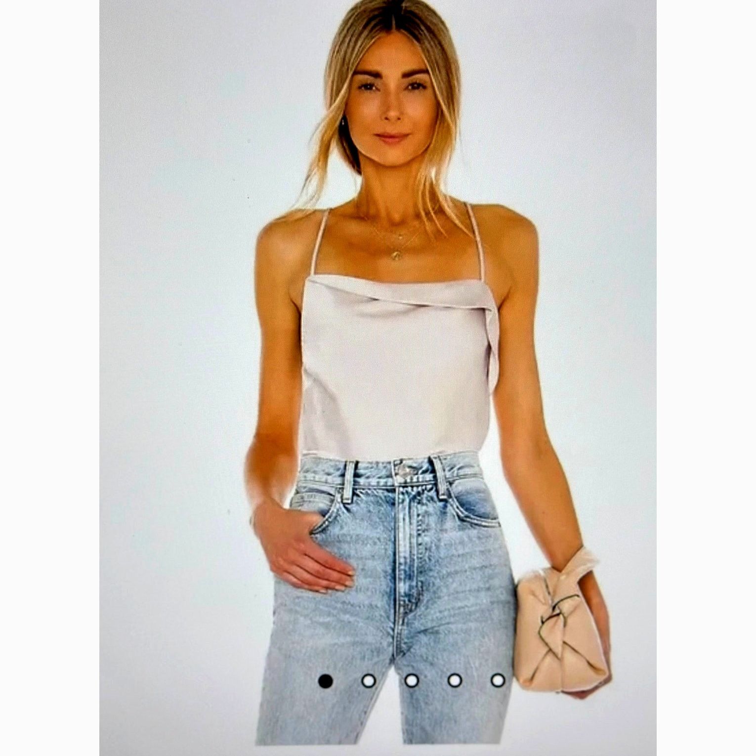 ASTR The Label Drape Front Satin V Back Astr The Label Bodysuit Champagne S Size S / US 4 / IT 40 - 3 Thumbnail