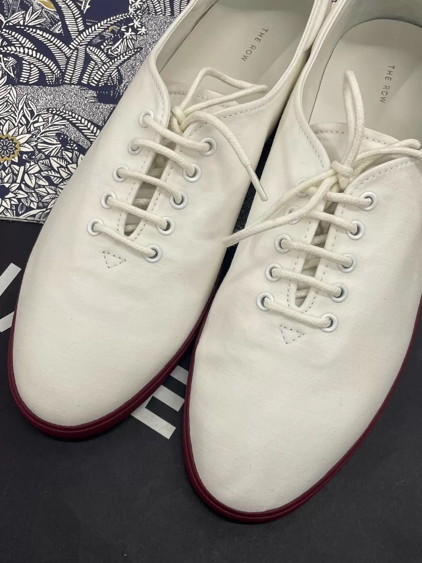The Row The Row Red Sole Canvas White Sneakers 37 Size US 6.5 / IT 36.5 - 3 Thumbnail