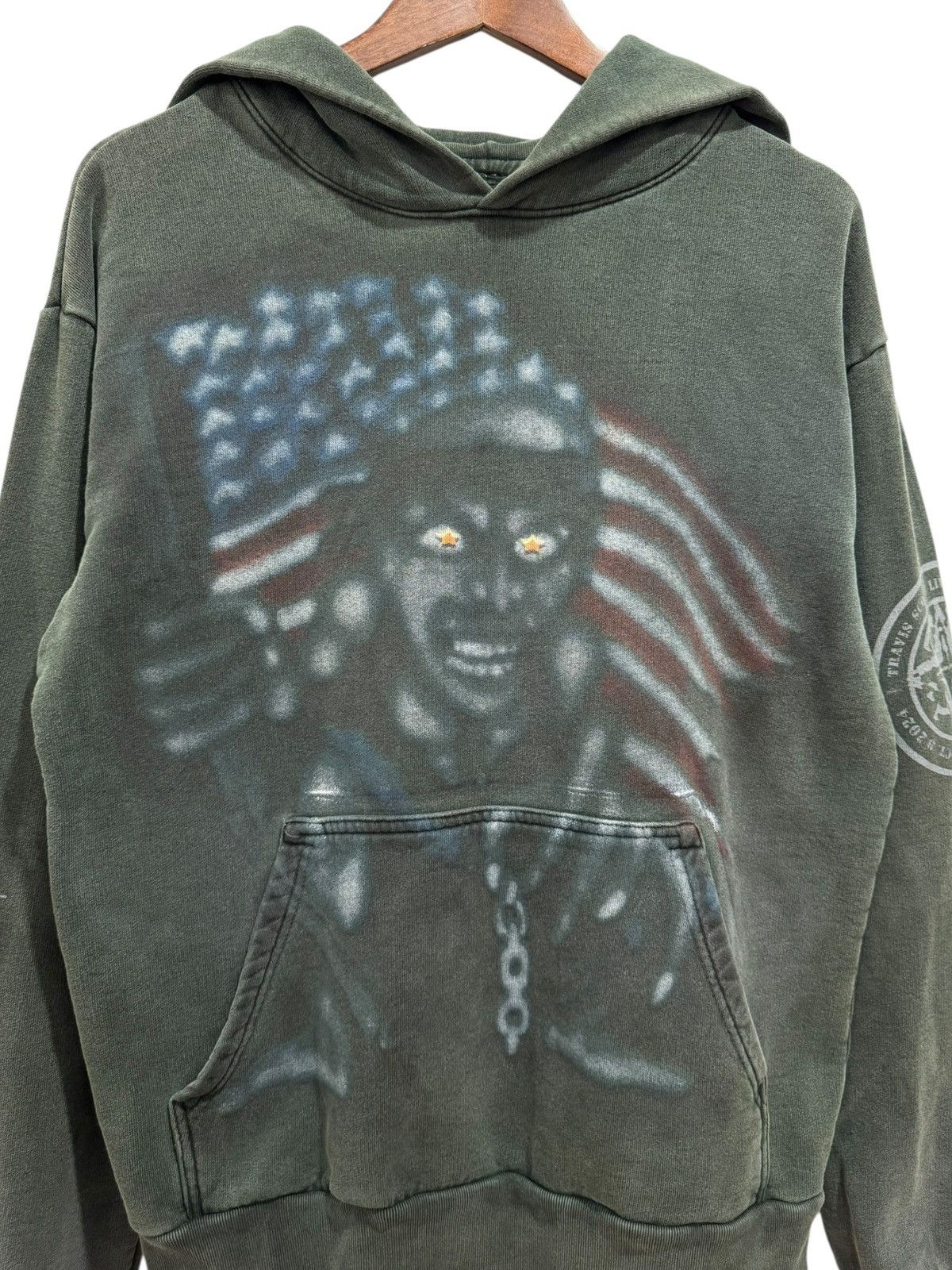 Travis Scott Travis Scott NYC Metlife Exclusive Flag Hoodie Washed Green Size US S / EU 44-46 / 1 - 3 Thumbnail