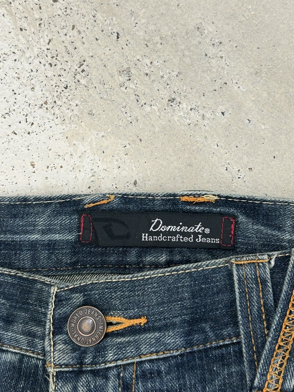 Japanese Brand Vintage Dominate Double Waist Whisker Clawn Mark Distressed Size US 35 - 10 Thumbnail