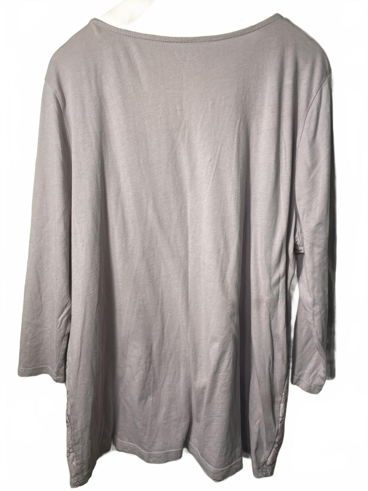 Other LOFT Lace Front Top Women's XL Purple Floral Striped Size XL / US 12-14 / IT 48-50 - 3 Thumbnail
