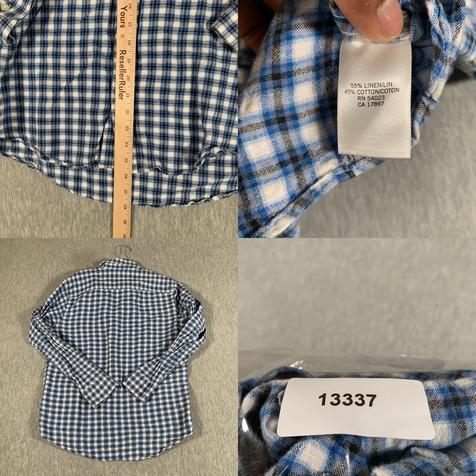 Banana Republic VINTAGE? No. Banana Republic Shirt Mens Medium Blue Check Linen Long Sleeve Button Down Size US M / EU 48-50 / 2 - 8 Thumbnail