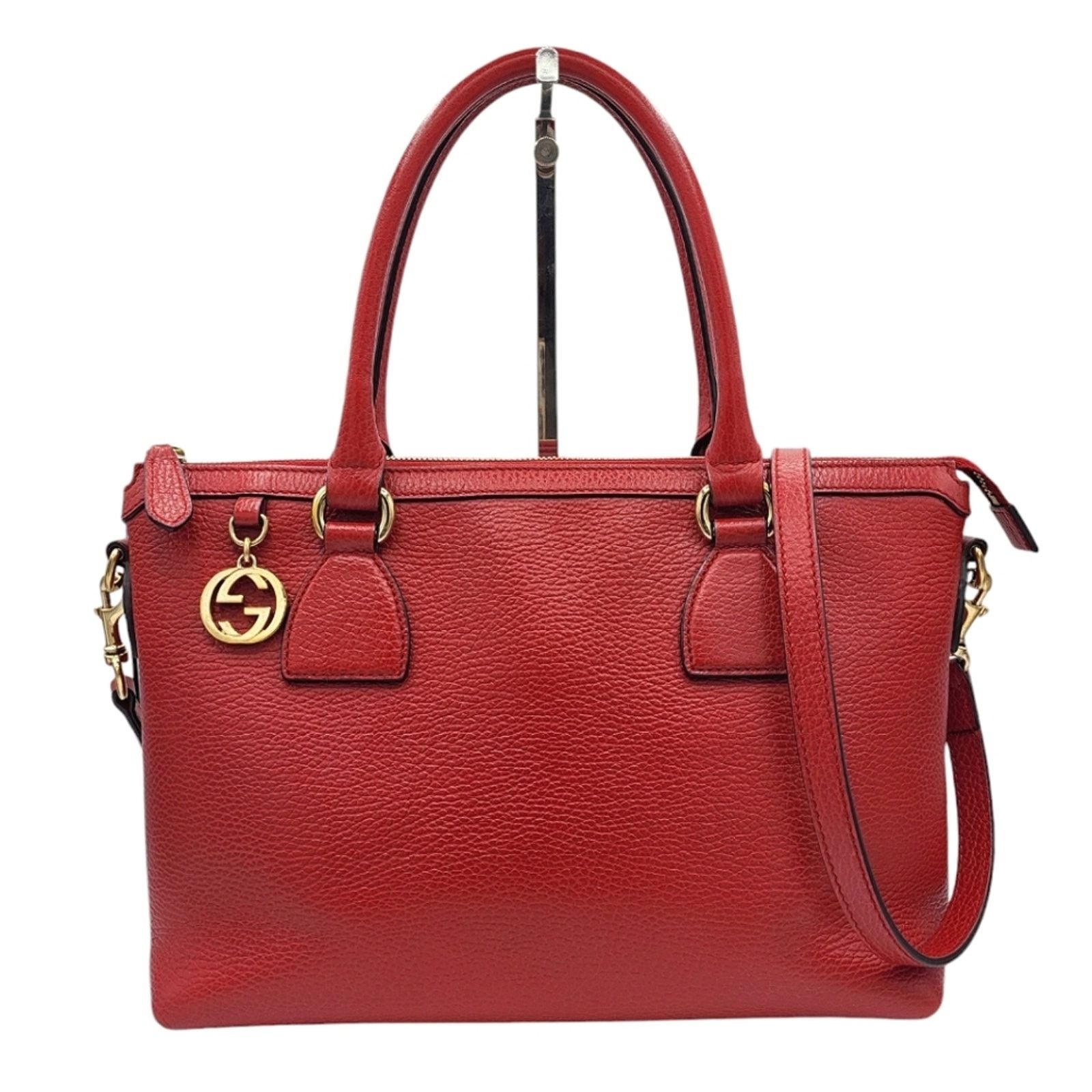 Gucci Gucci Interlocking GG Charm Pebbled Leather Satchel Bag Size ONE SIZE - 1 Thumbnail