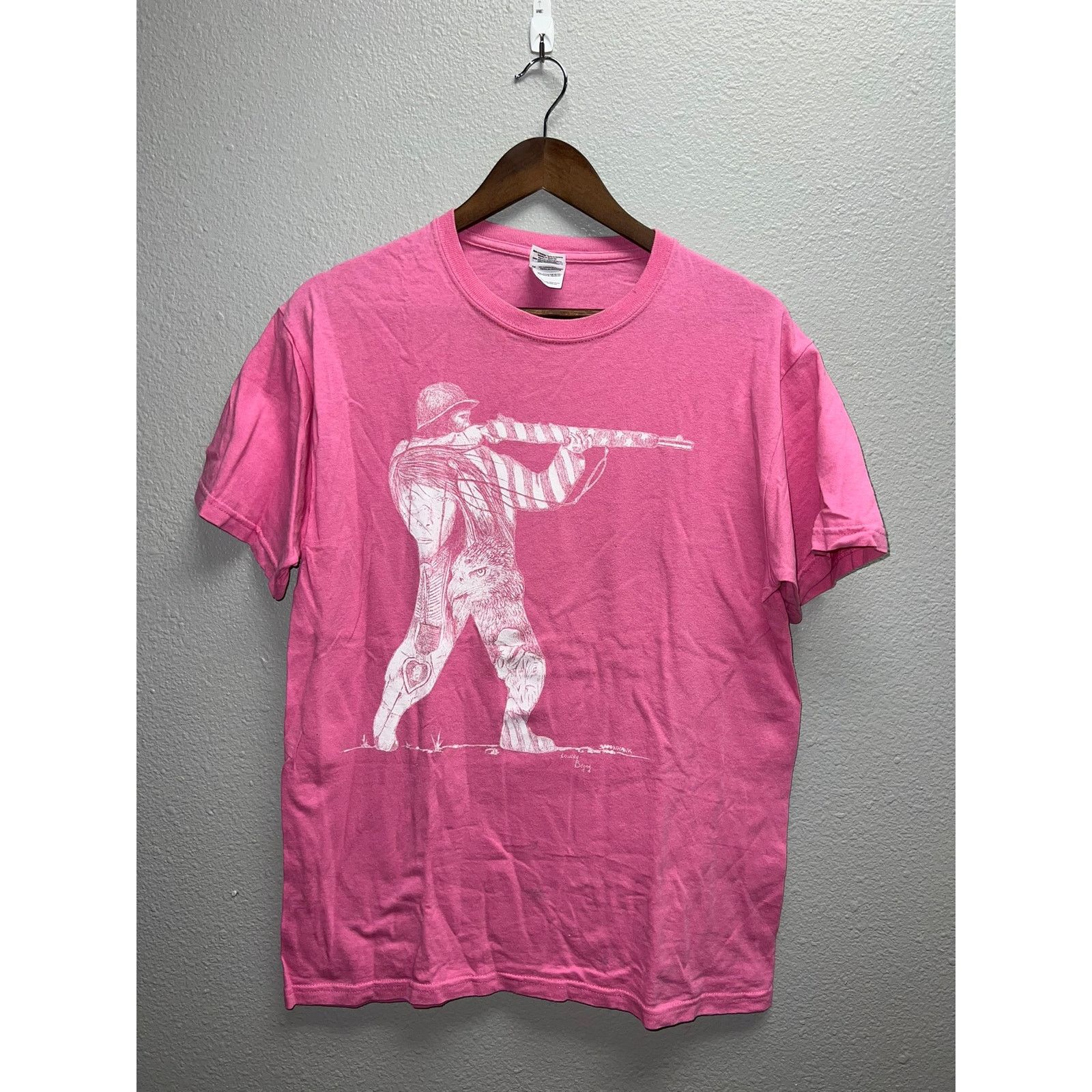 Gildan One Nation Shirt Pink Walking Together Soldier Native M Size US M / EU 48-50 / 2 - 1 Thumbnail