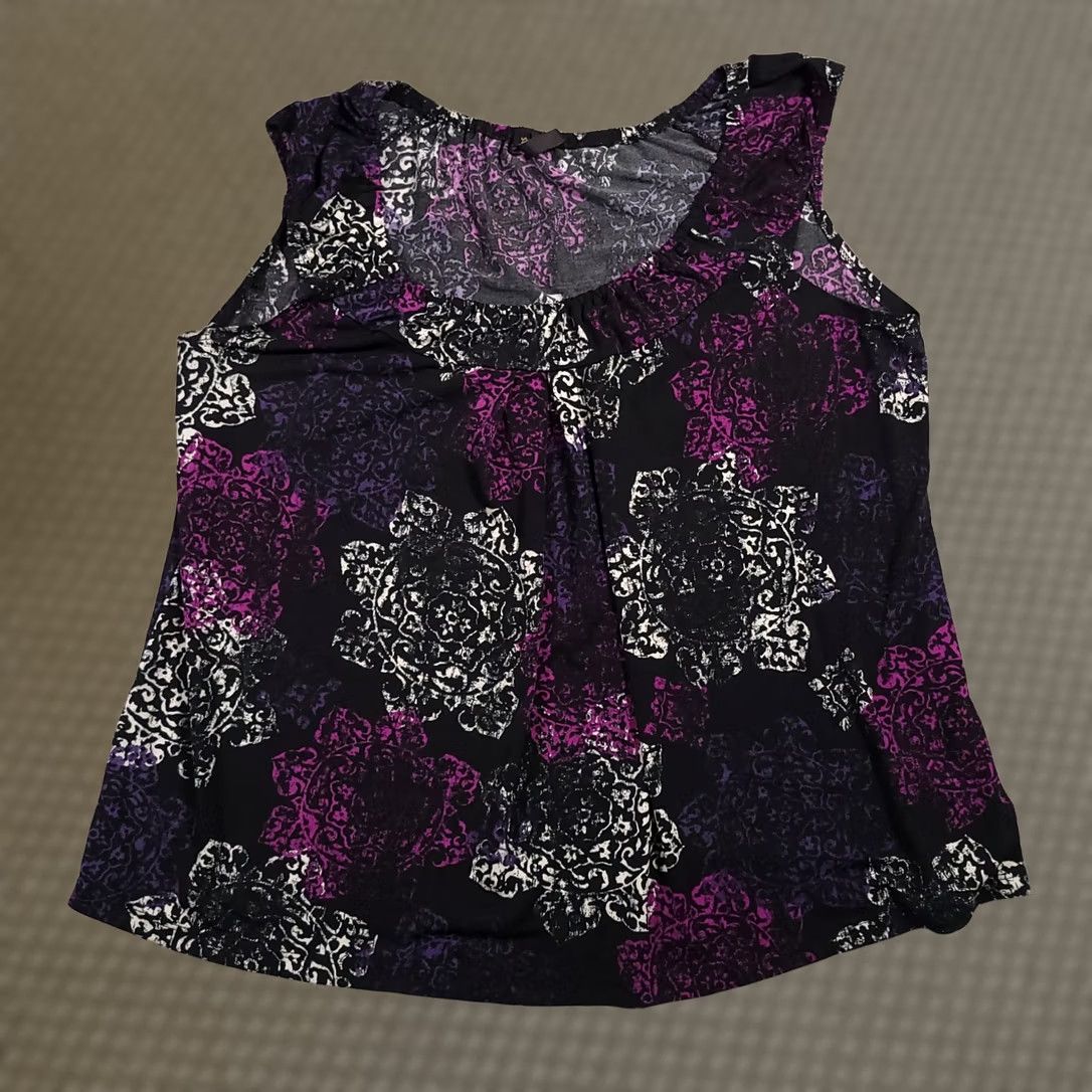 Vintage VINTAGE Susan Lawrence Shirt Plus 1X Purple Black Geometric USA Sleeveless Women's Size XL / US 12-14 / IT 48-50 - 1 Thumbnail