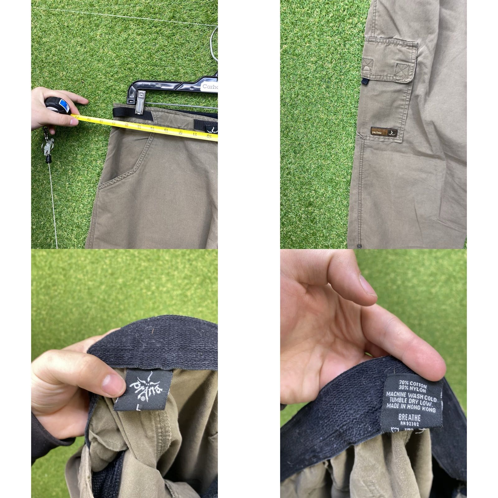 Prana prAna Pants Mens Regular 33x32 Brown Cargo Pockets Zipper Logo Outdoor Hiking Trails Gear Size US 33 - 8 Thumbnail
