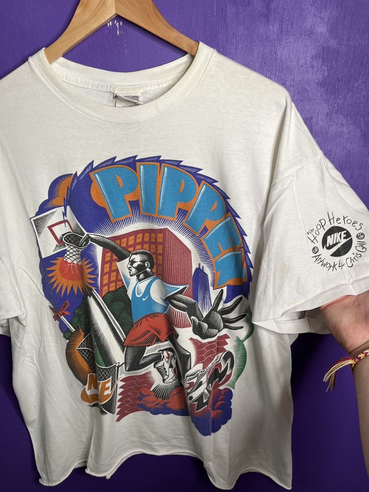 NBA × Nike × Vintage Vintage 90s Nike Scottie Pippen hoop hero’s art tee Size US XL / EU 56 / 4 - 3 Thumbnail