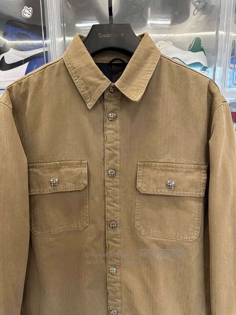 Chrome Hearts CHROME HEARTS Size XL Khaki herringbone cotton Workdog shir Size US XL / EU 56 / 4 - 2 Thumbnail